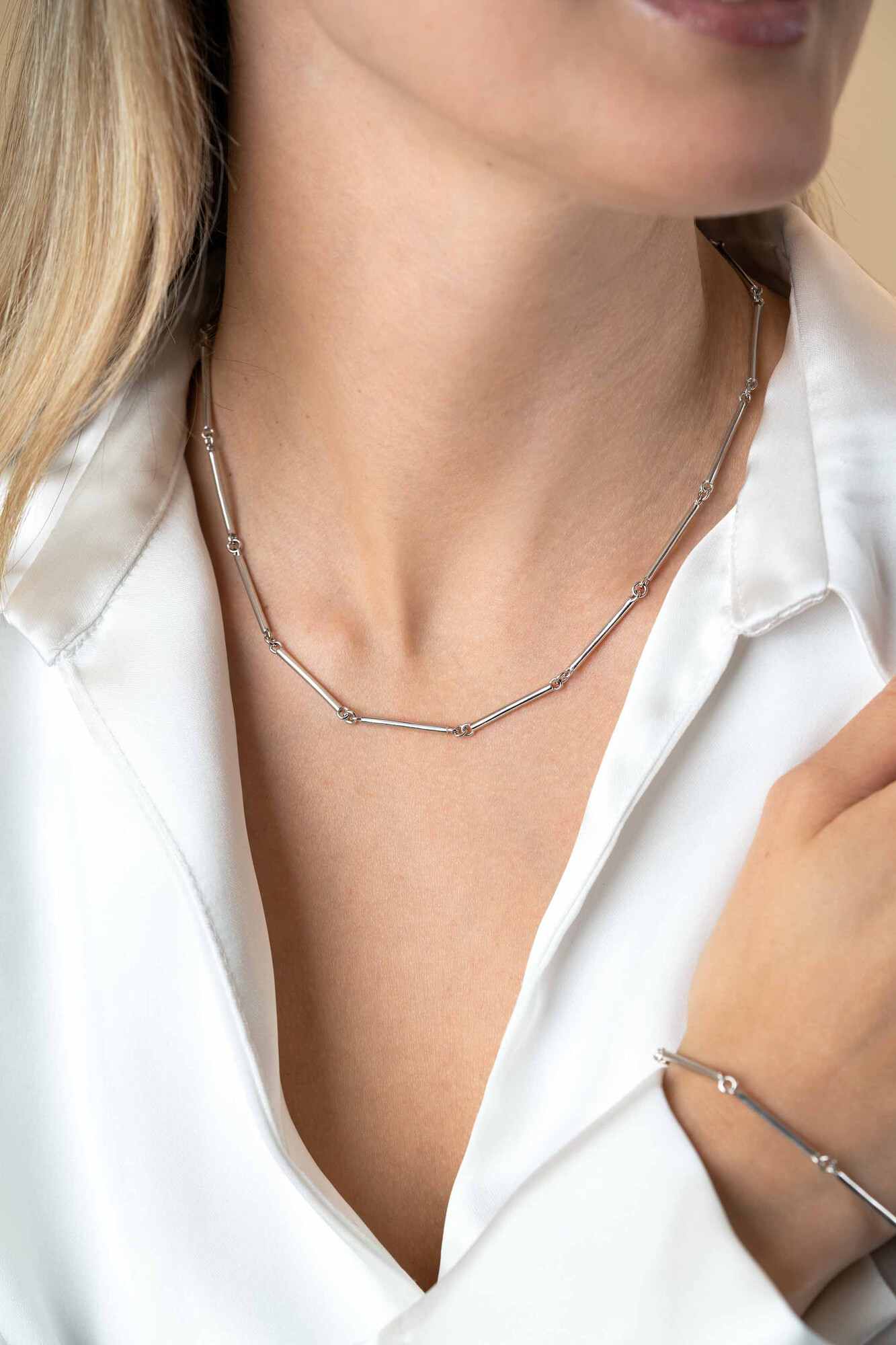 ZINZI zlv. collier staafjes