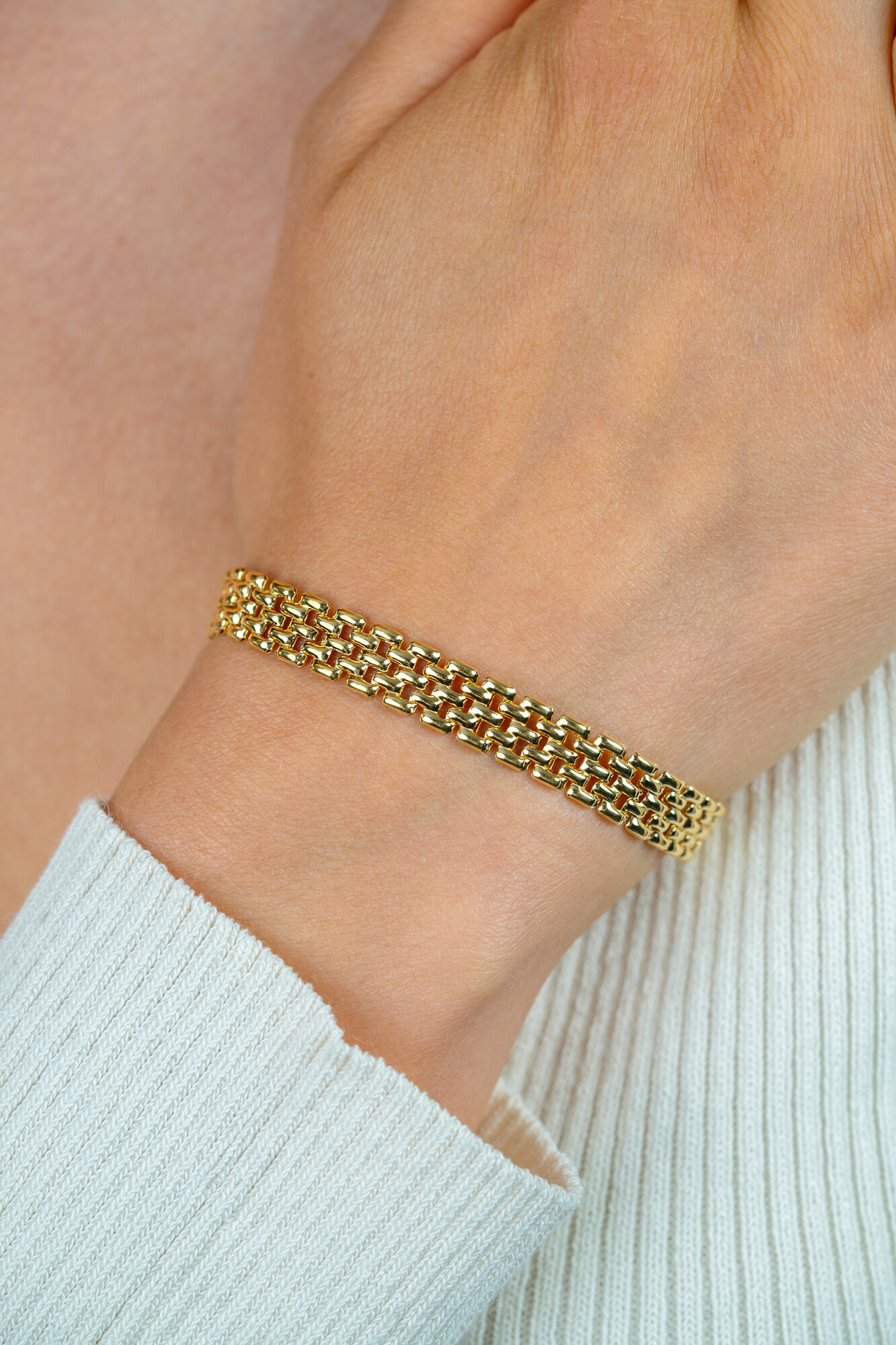 ZINZI zlv. rolex-style armband geel verguld 8mm