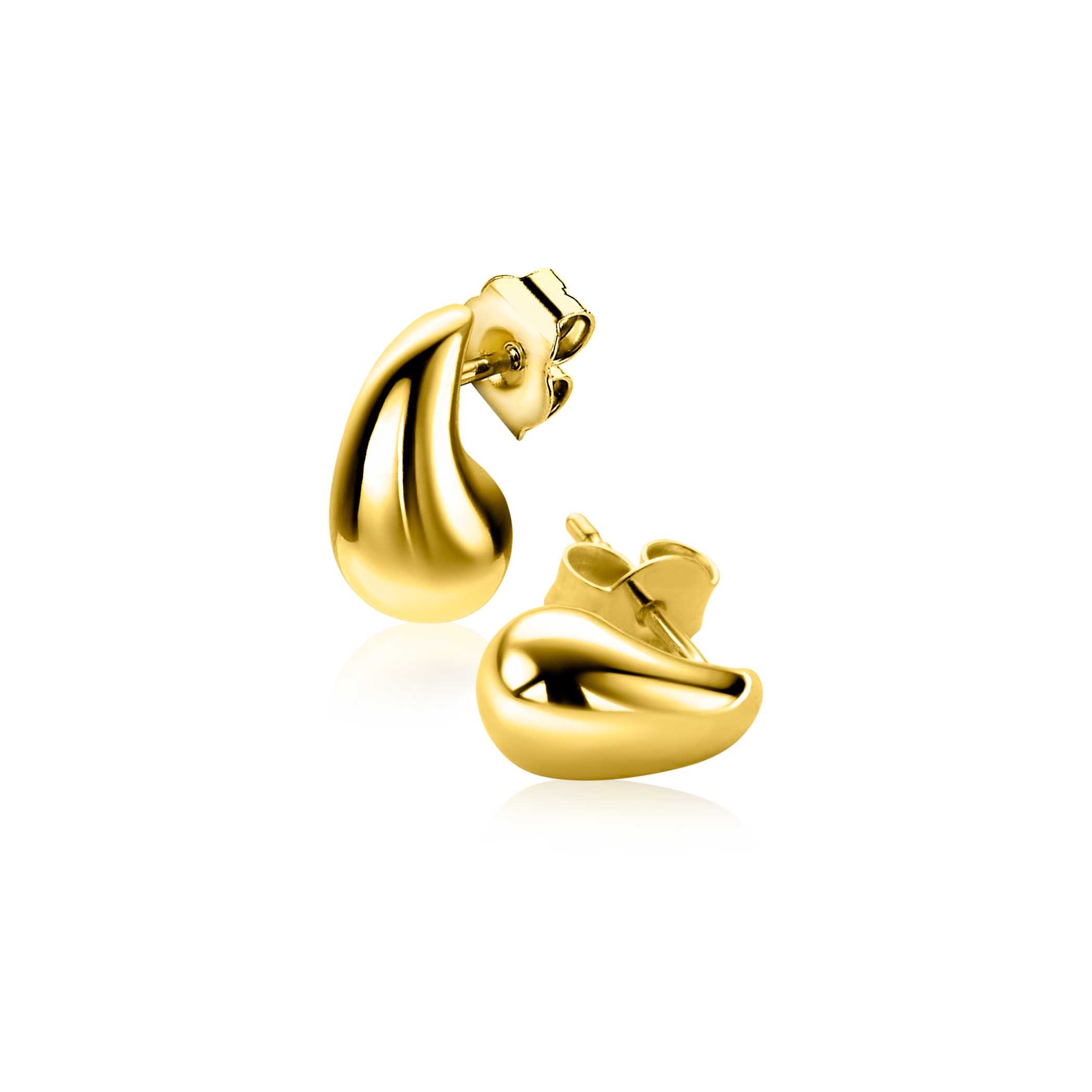 11mm ZINZI vergoldete Silber Ohrstecker in organischer Tropfenform ZIO2636G