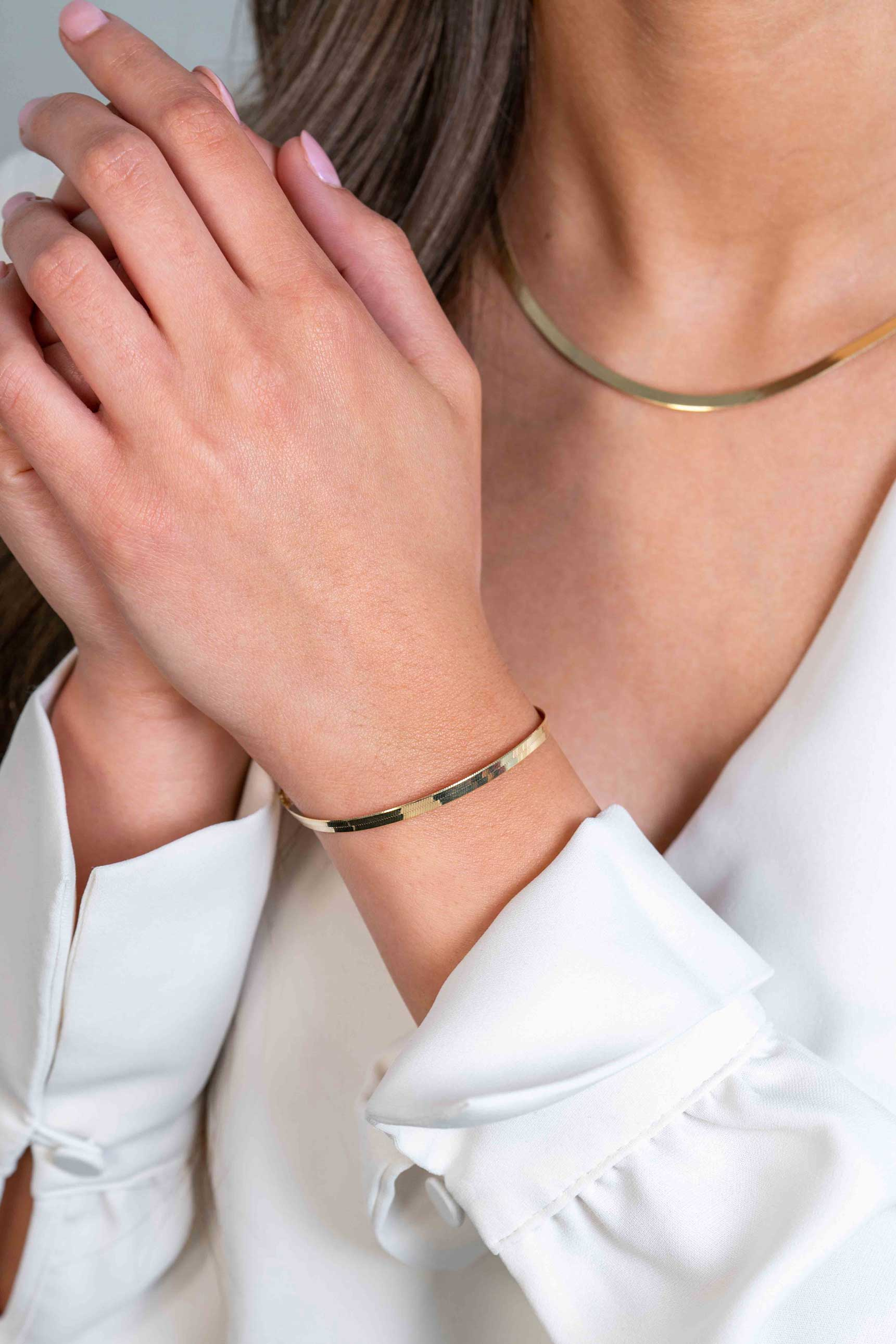 ZINZI zlv. armband gg.verguld plat slang poli 3.5mm