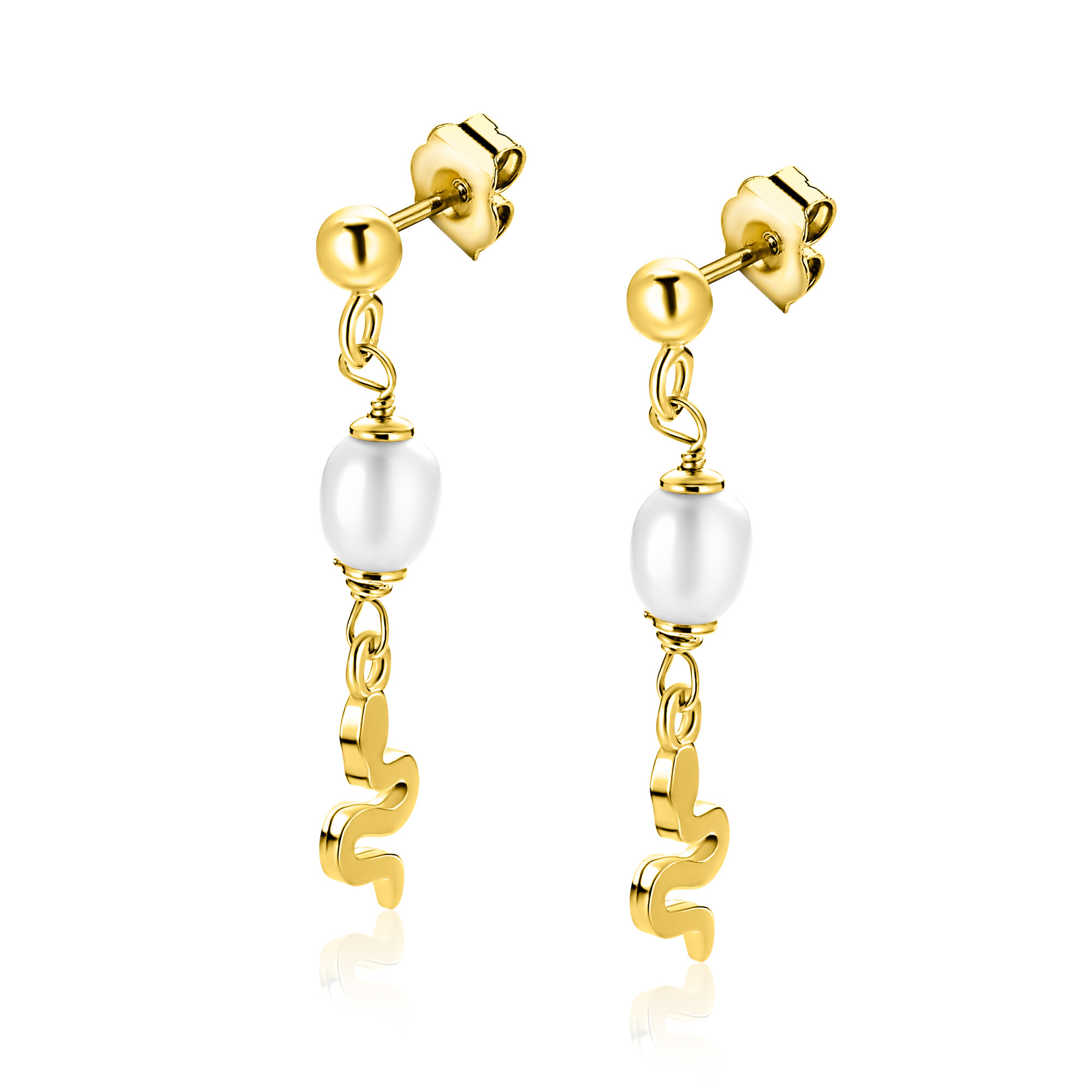 ZINZI zlv. oorstekers gg.verg.met slang en parel