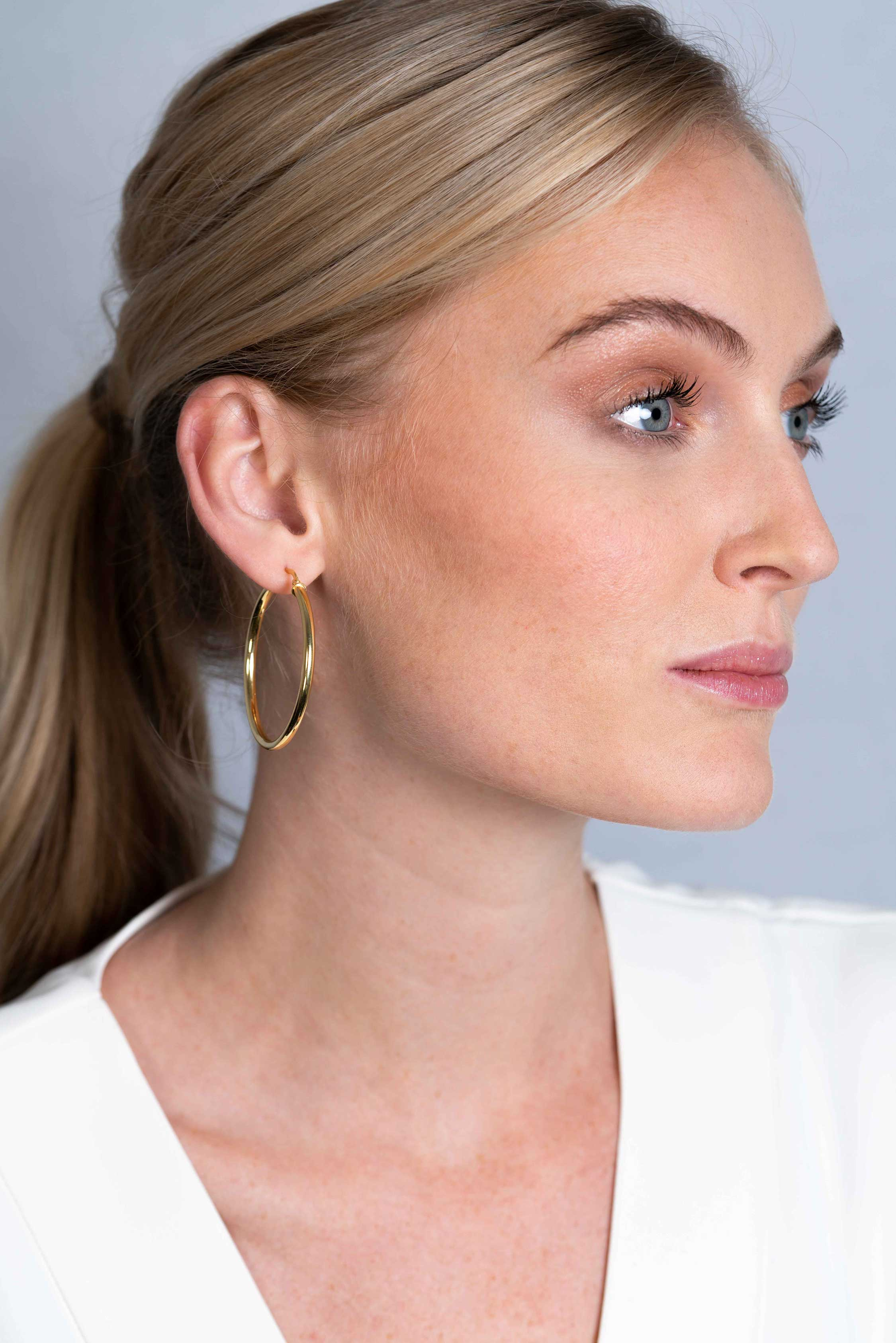 ZINZI silberne Ohrringe 14K gelb vergoldet 46x3mm rund ZIO2180G