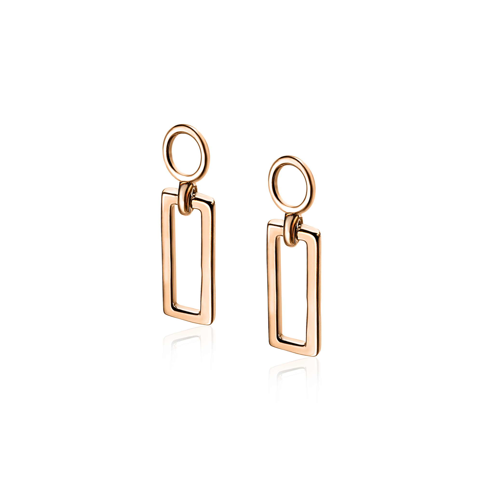 ZINZI silberne Ohrhänger rosé vergoldet offen Rechteck 14mm ZICH1692R