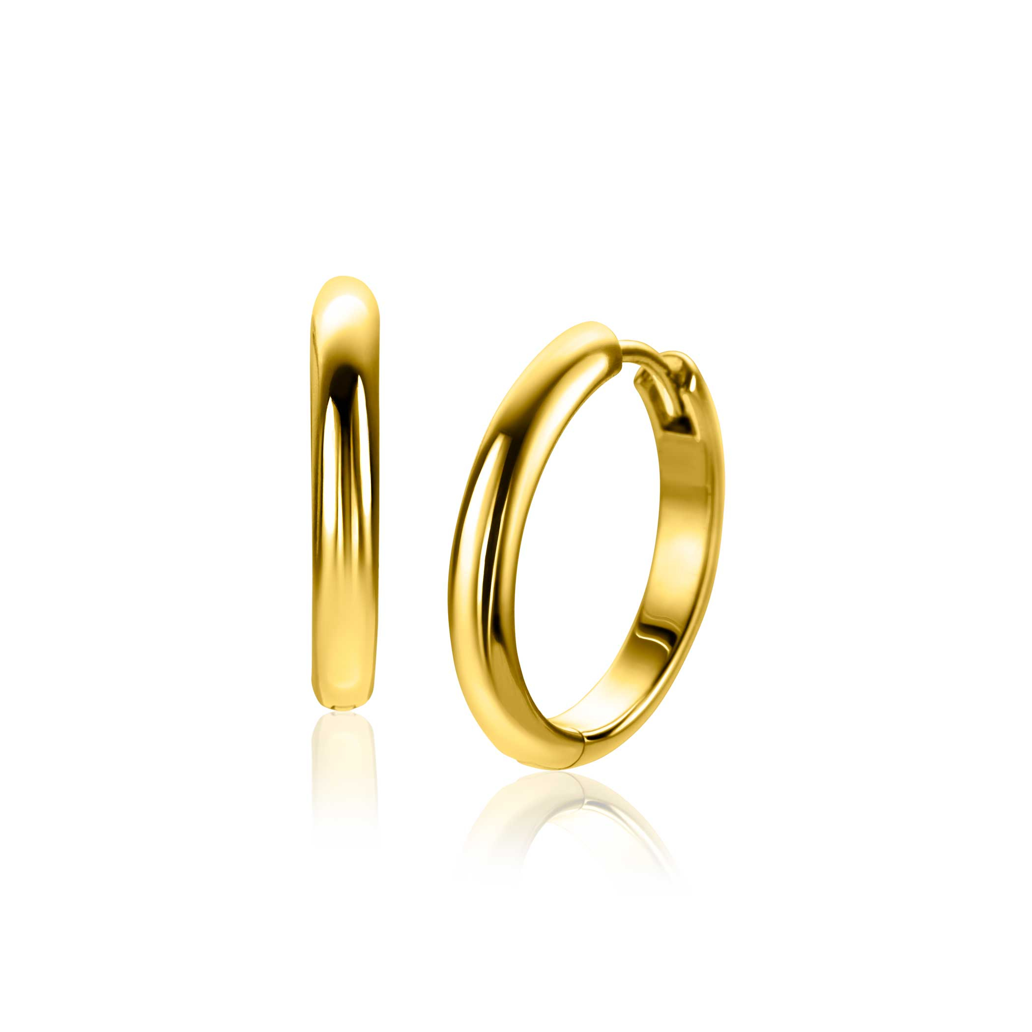 20mm ZINZI vergoldete Silber Creolen mit runder Röhre 3mm mit Luxus-Schnappverschluss ZIO2602G