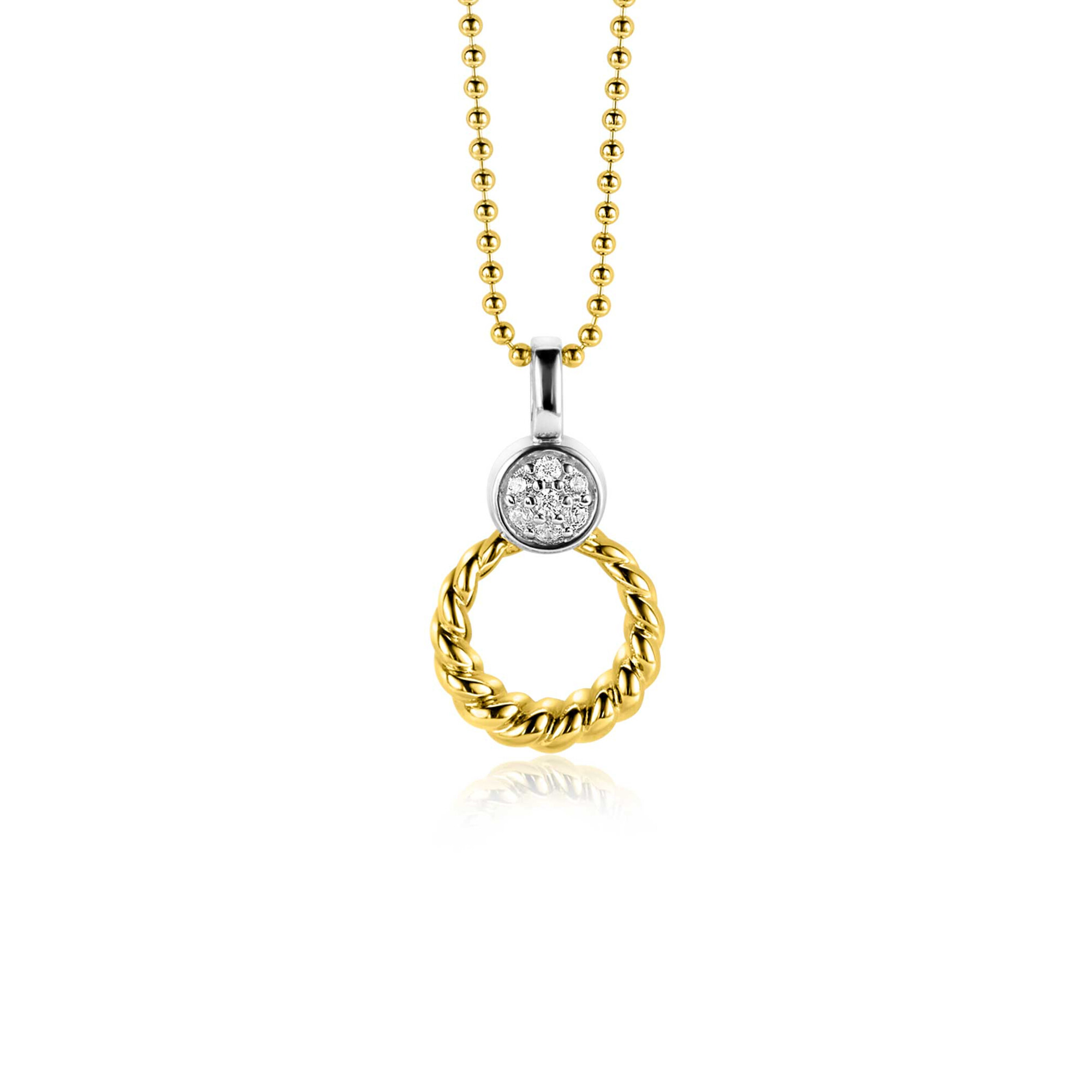 ZINZI zlv. hanger gg.verg. gedraaid open/rond zirc.