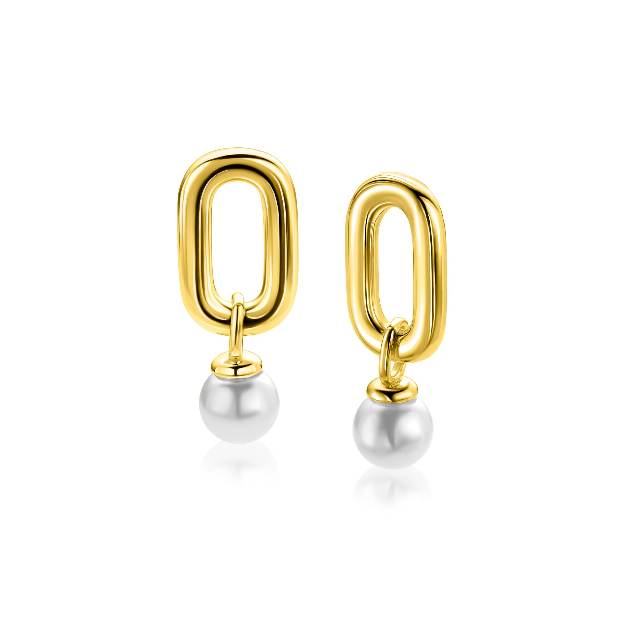 ZINZI zlv.oorbedels gg.verg.ovaal open en parel 6mm