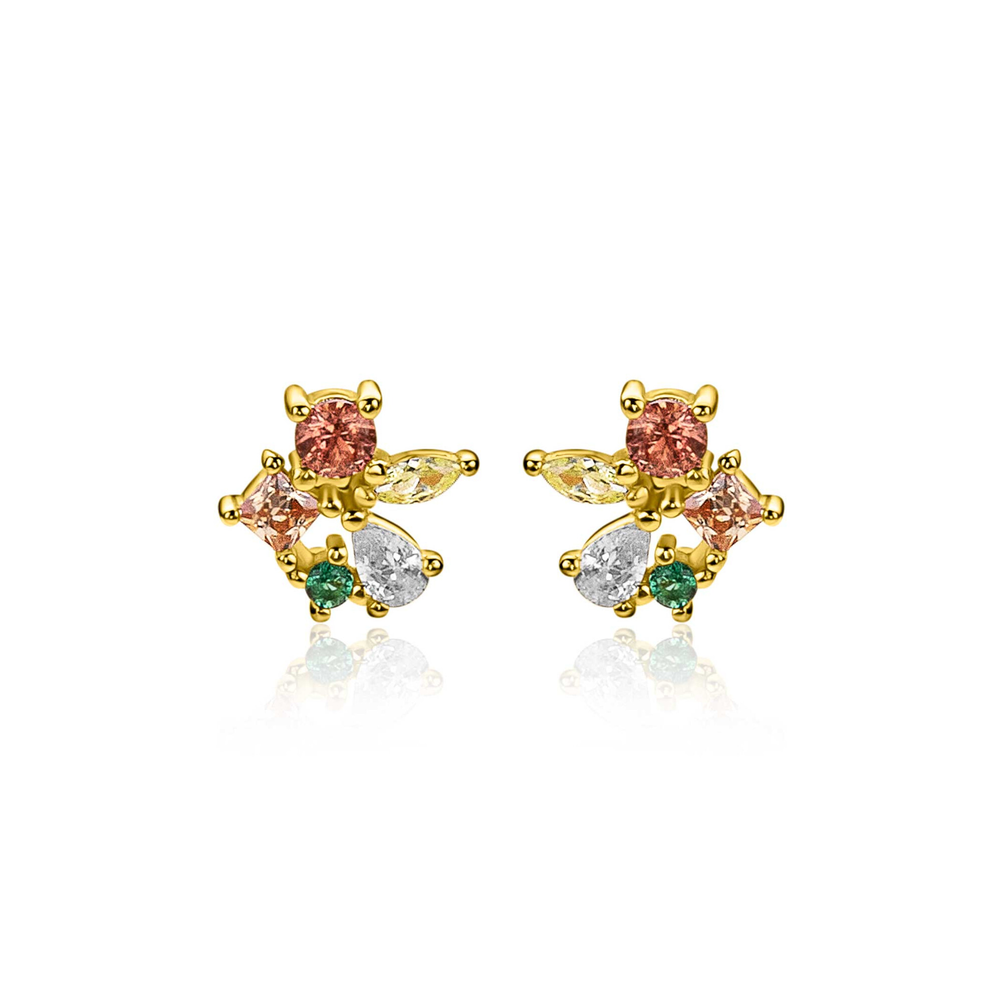 ZINZI zlv. oorknopjes gg.verg.groen/bruin/cham/zir