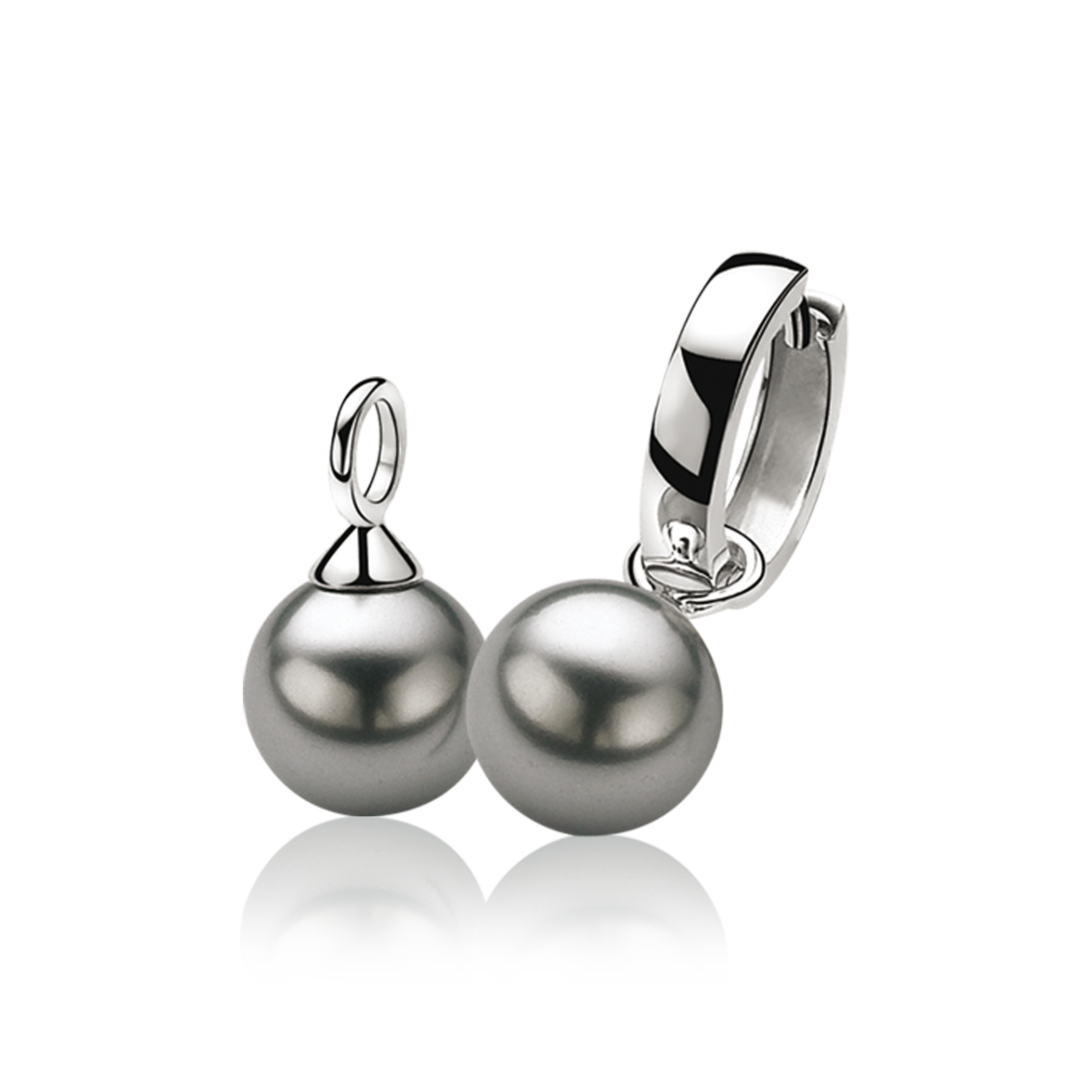 ZINZI silberne Ohrhänger Perle grau ZICH266G