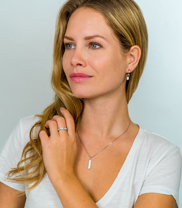 ZINZI silberner Anhänger Sechseck  weiß 27mm ZIH1788