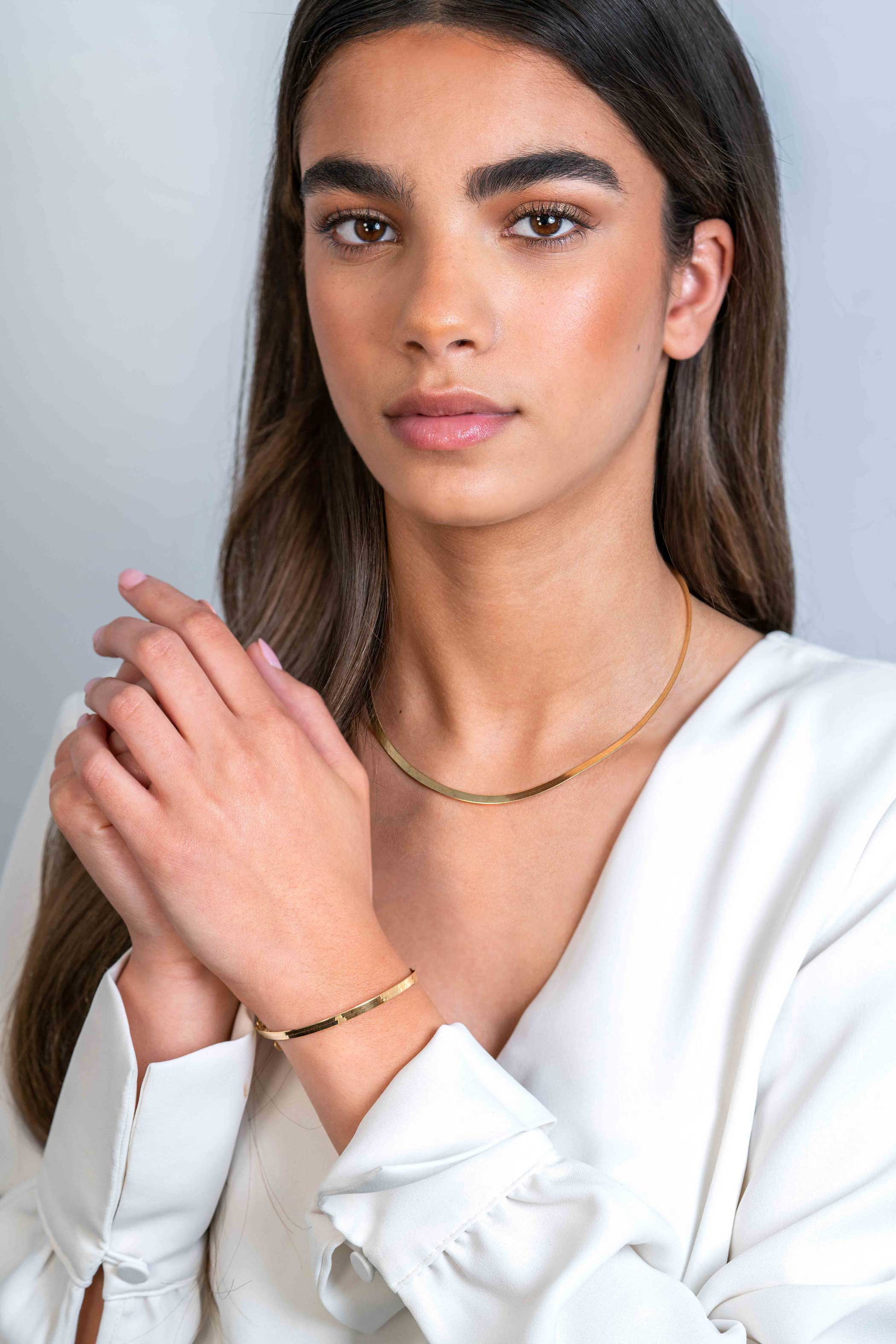 ZINZI zlv. armband gg.verguld plat slang poli 3.5mm