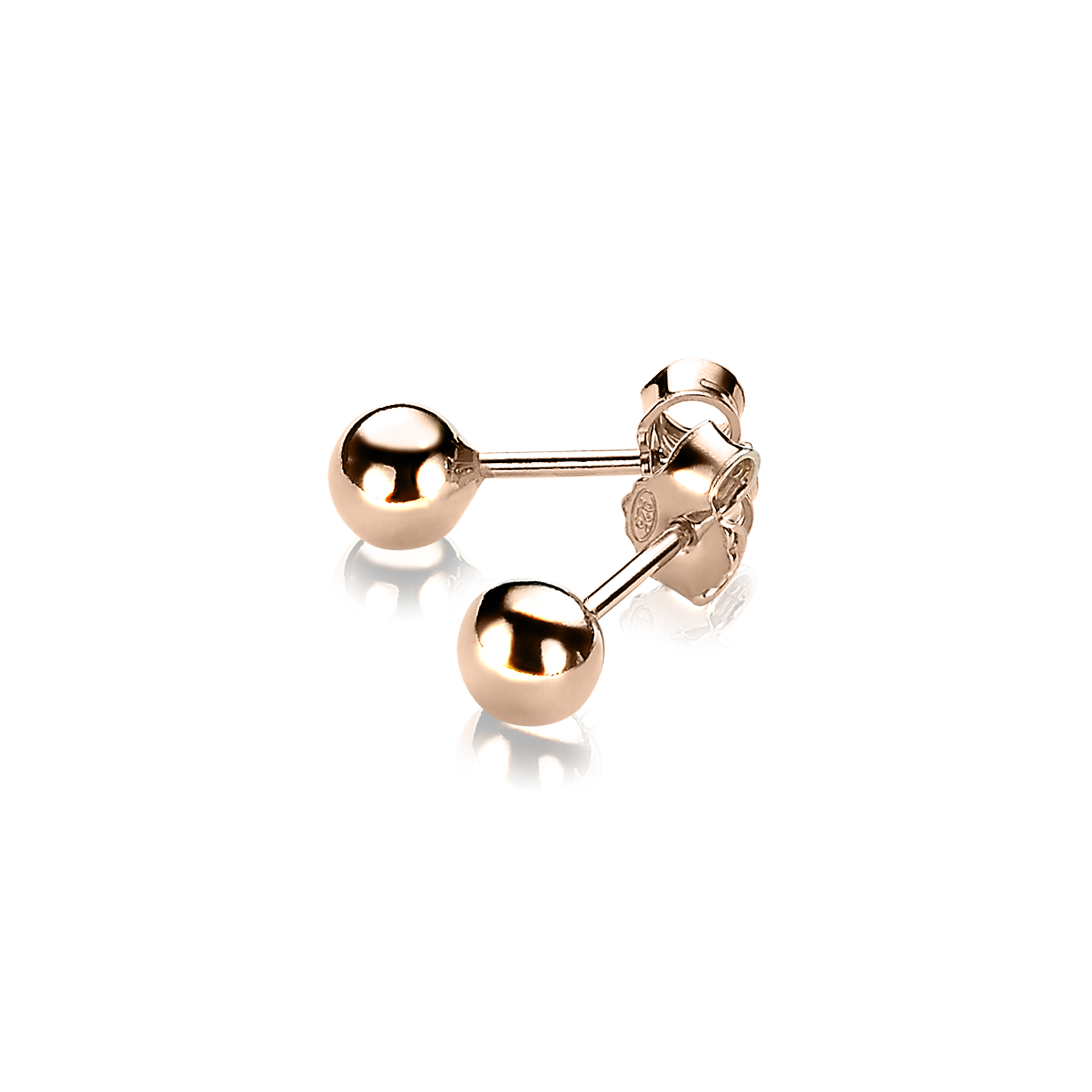 Zinzi silberne Ohrstecker rosé vergoldet glatt Kugel 5mm ZIO807R