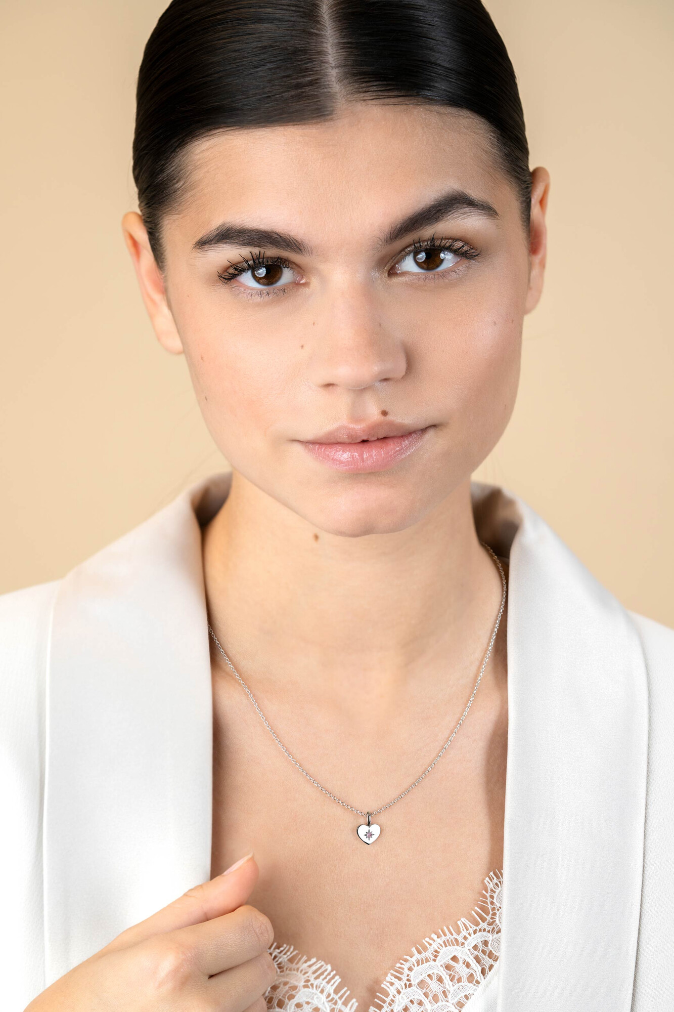 ZINZI zlv. hanger hart birthstones rozenkwarts cz.