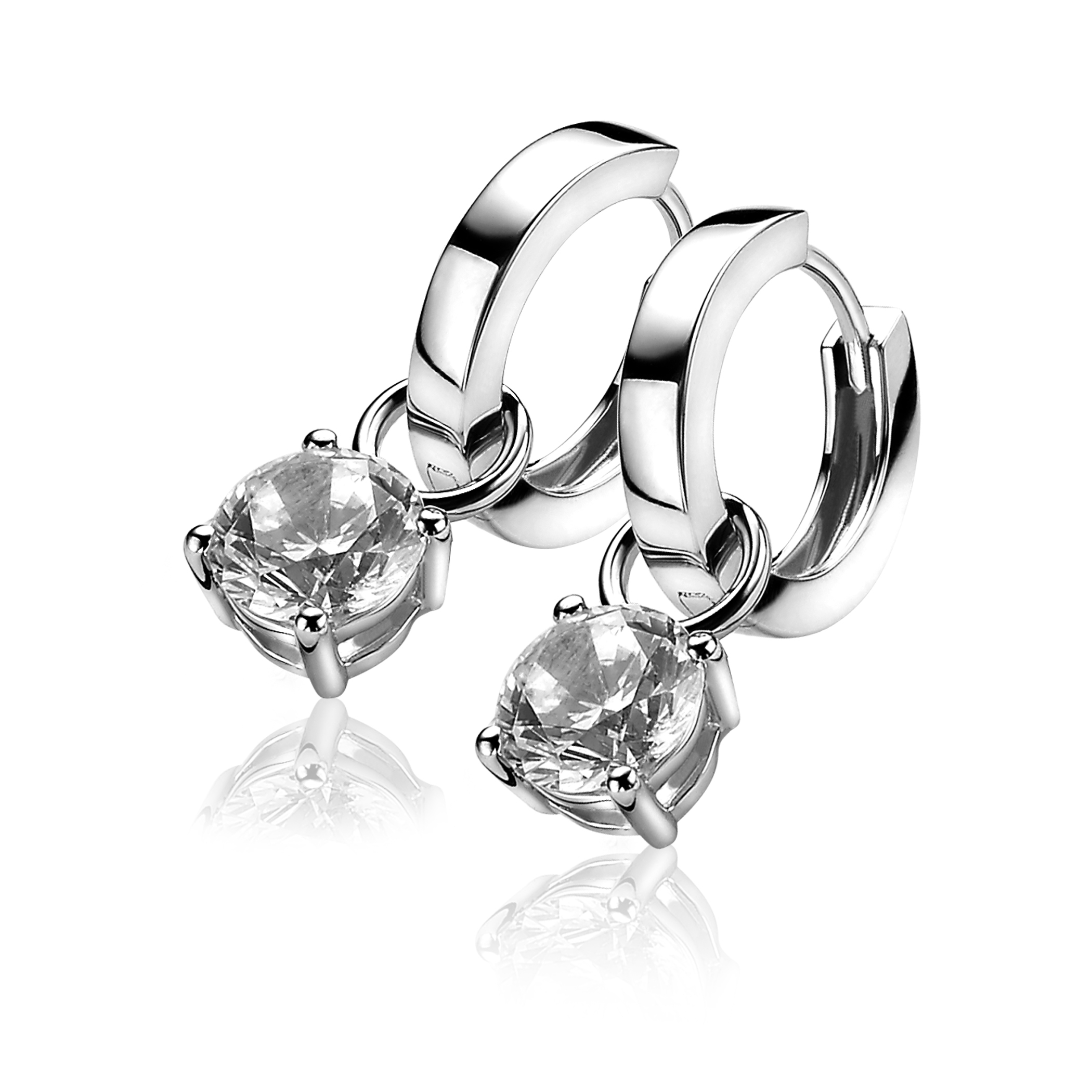 ZINZI silberne Ohrhänger rund  weiß ZICH1300