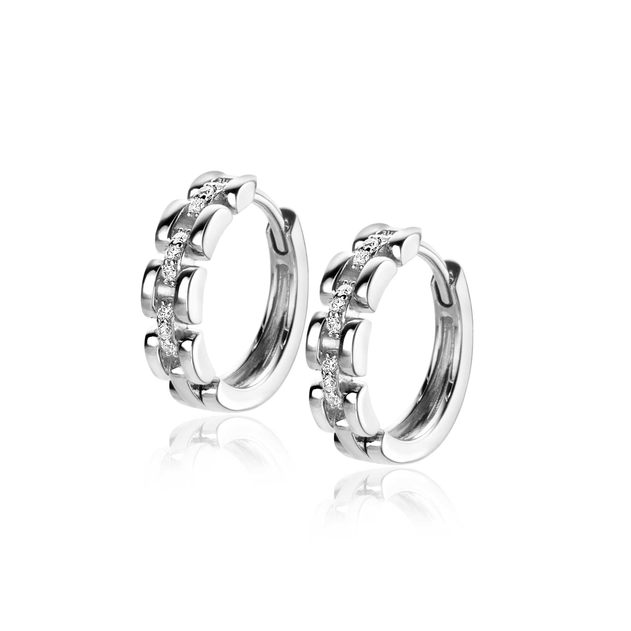 ZINZI zlv. klapcreolen rolexstyle met zirconia's 16x4