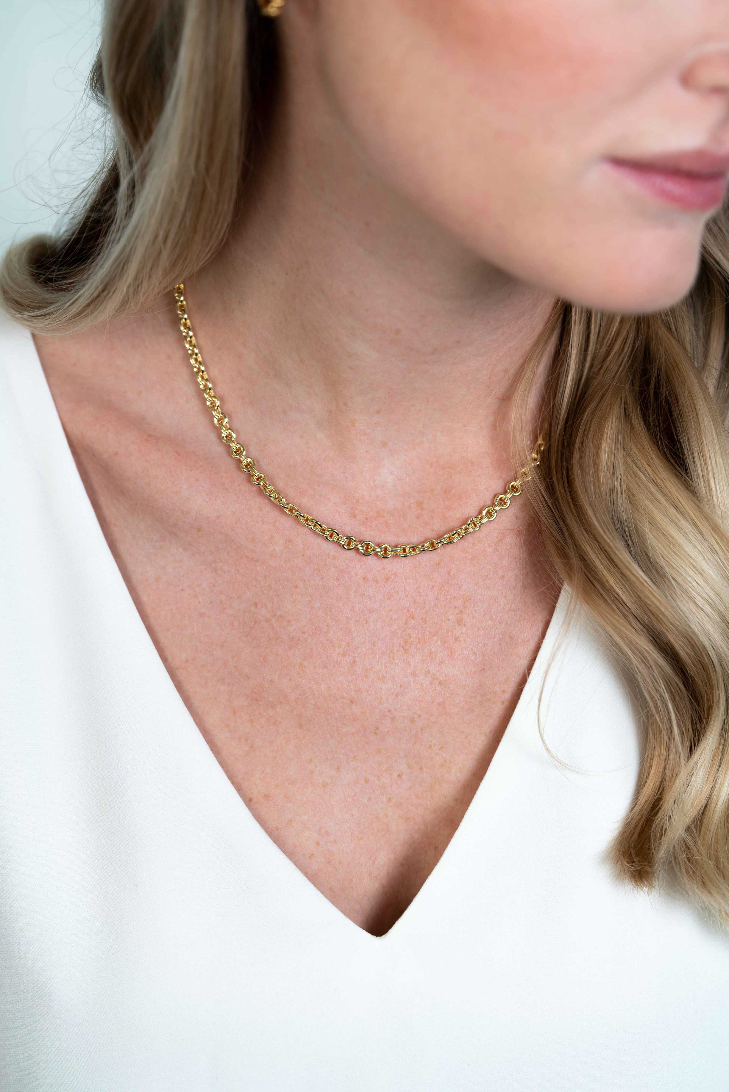 ZINZI Silberkette 45 cm in 14 Karat Gelbgold mit runden Gliedern 5 mm breit ZIC2239G