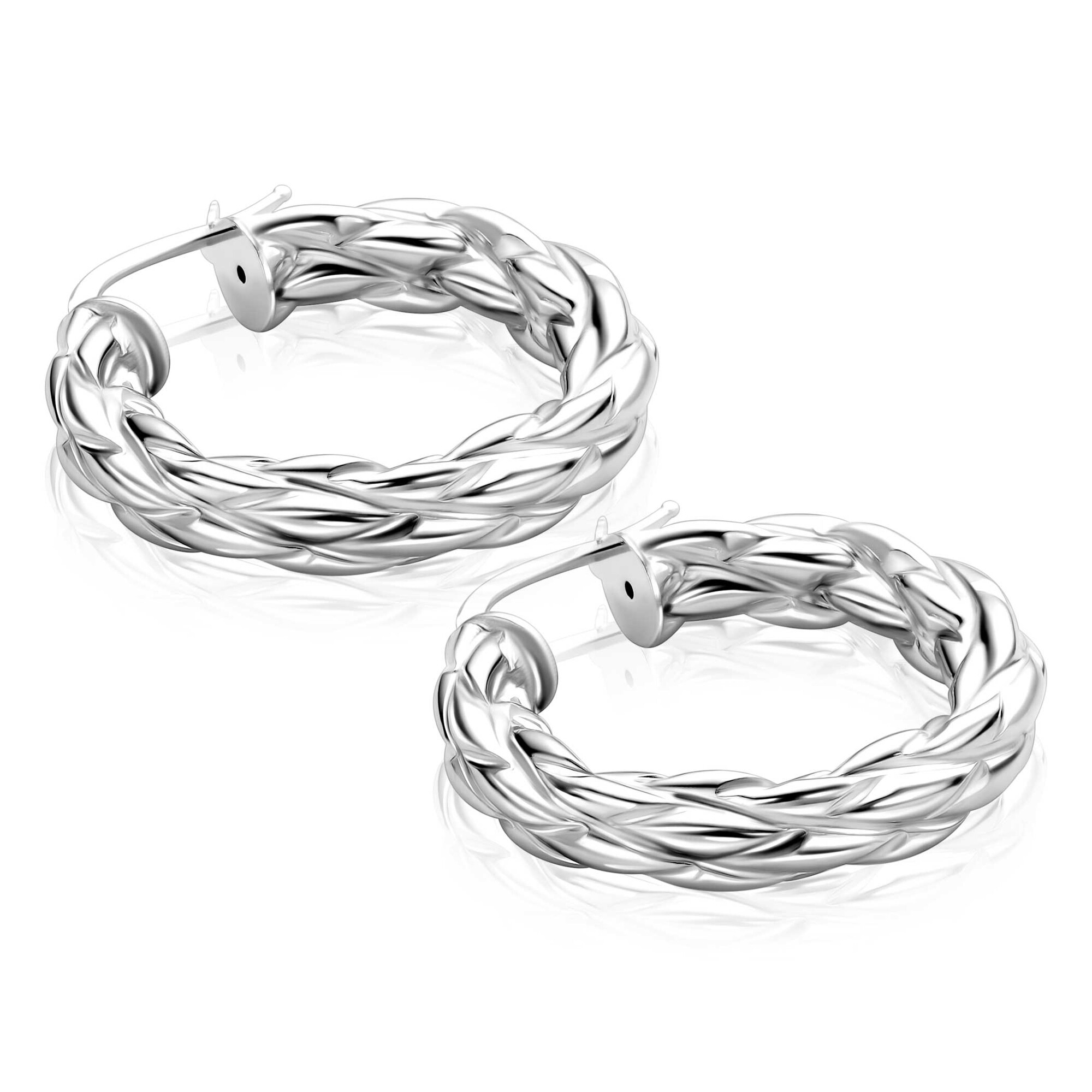 ZINZI zlv. oorringen gevlochten buis 31x6mm