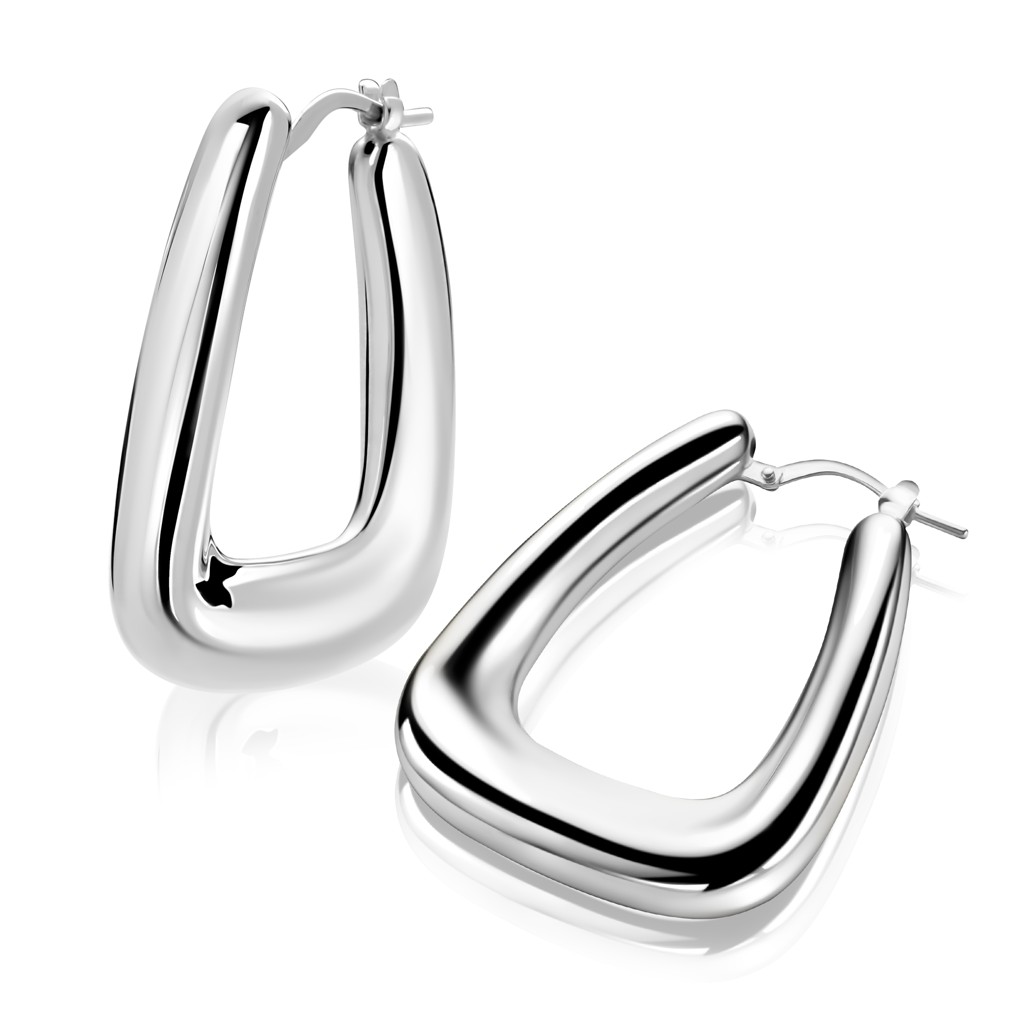 ZINZI * zlv. oorringen aflopende rechthoek 33x6mm