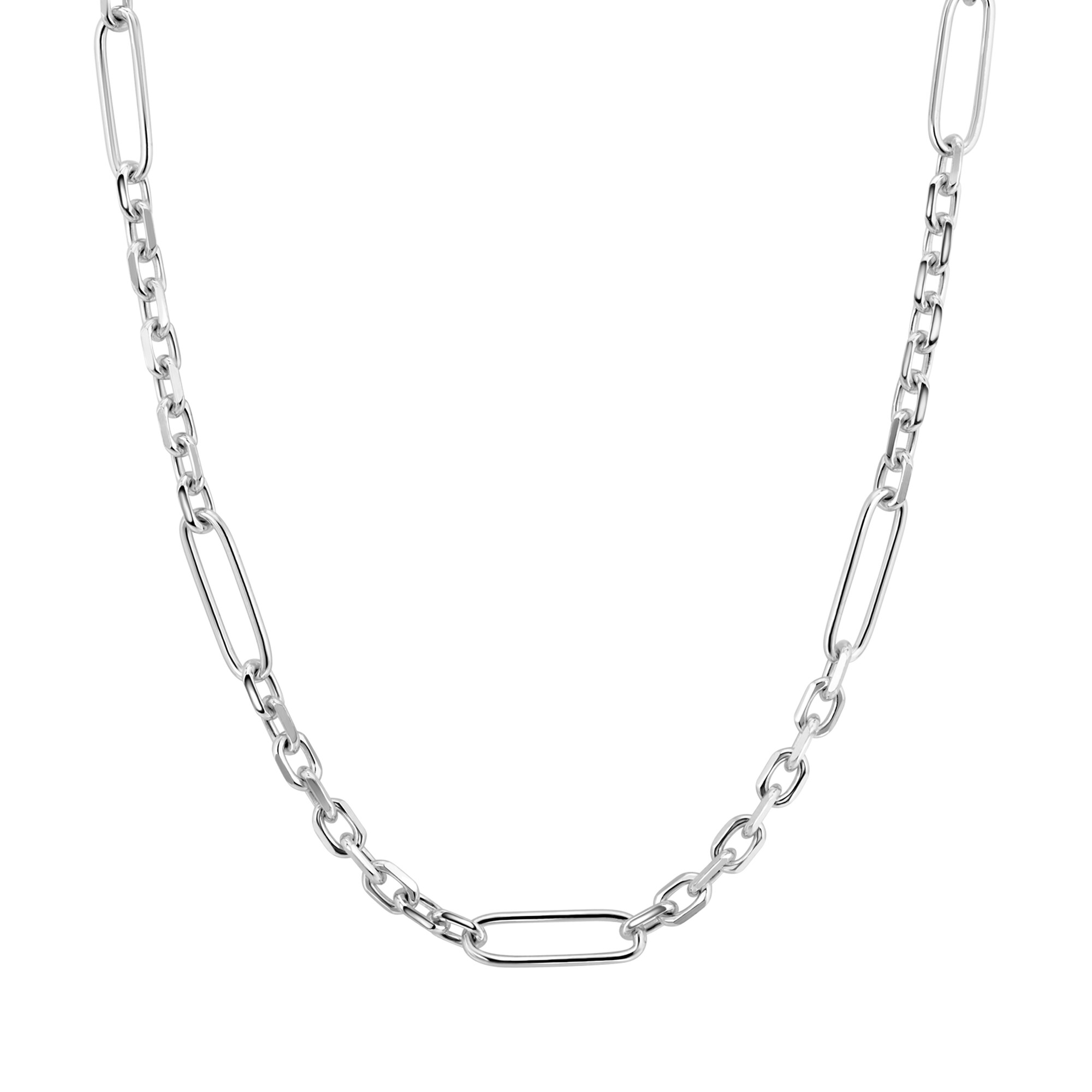 ZINZI zlv. collier schakels en paperclip 43+3cm