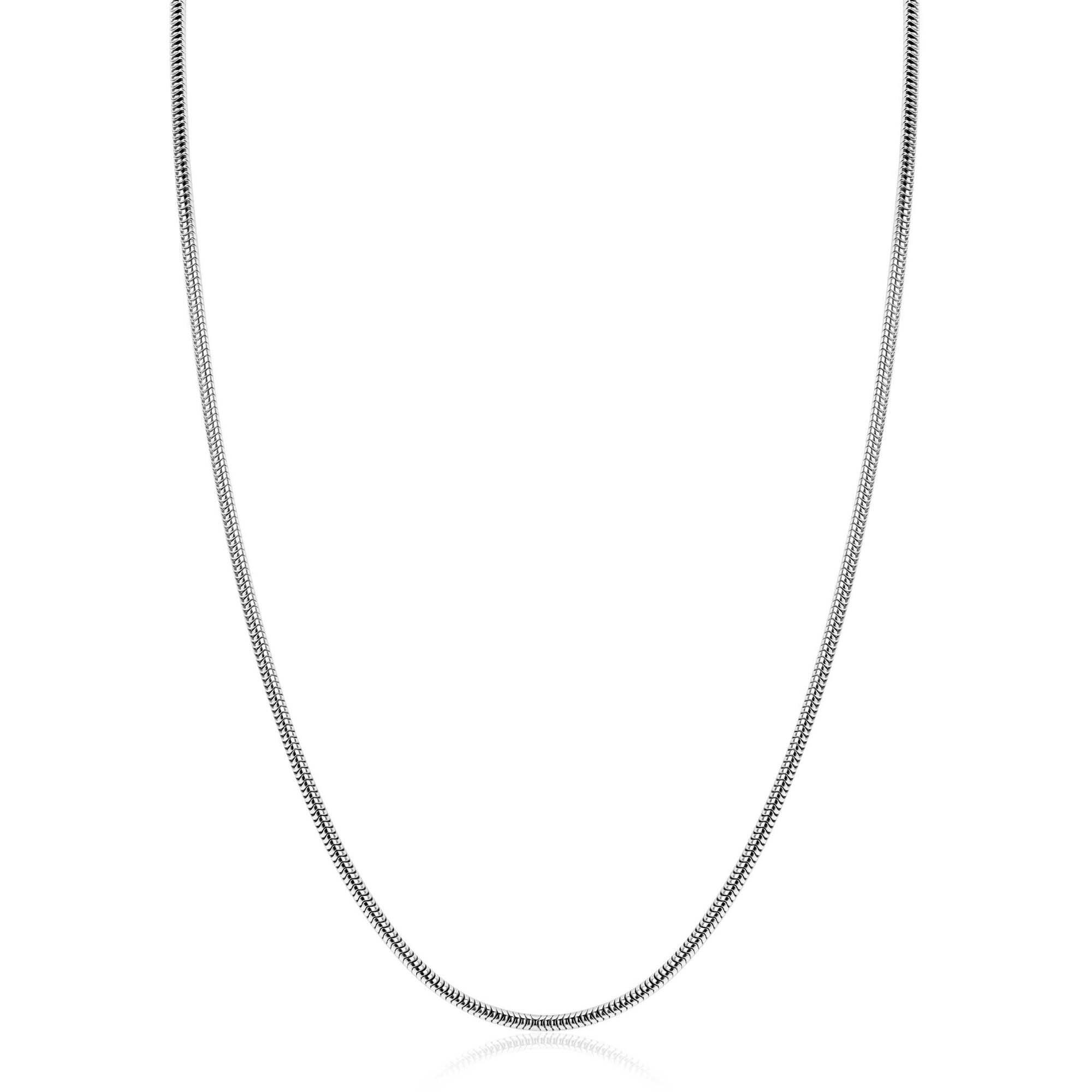 ZINZI zlv. slangen collier rond 2mm 42+3cm