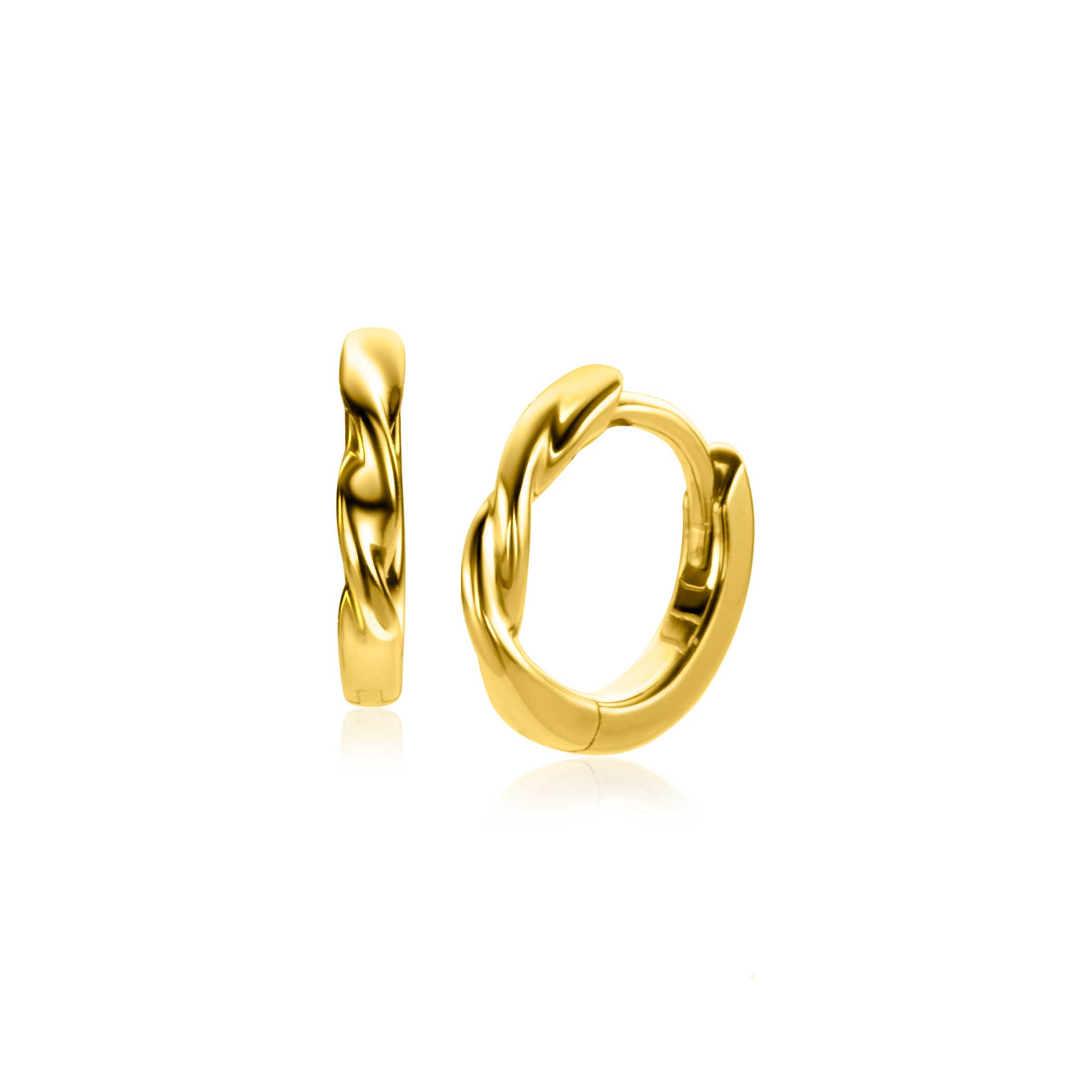 ZINZI zlv. klapcreolen geel verguld gedraaid 13x2mm