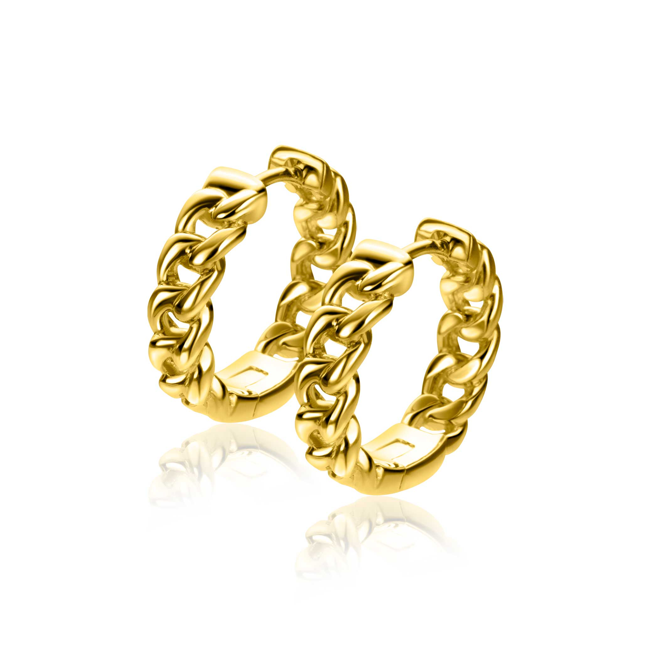 18mm ZINZI vergoldete Silber Creolen mit Gourmet-Kette 18x4,5mm ZIO2595