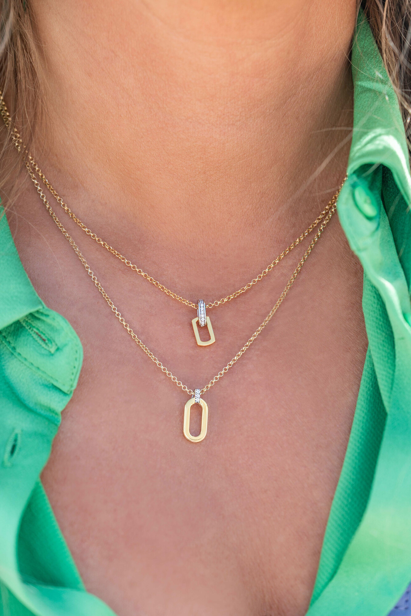 ZINZI zlv. hanger bicolor open rechthoek oog zirc.