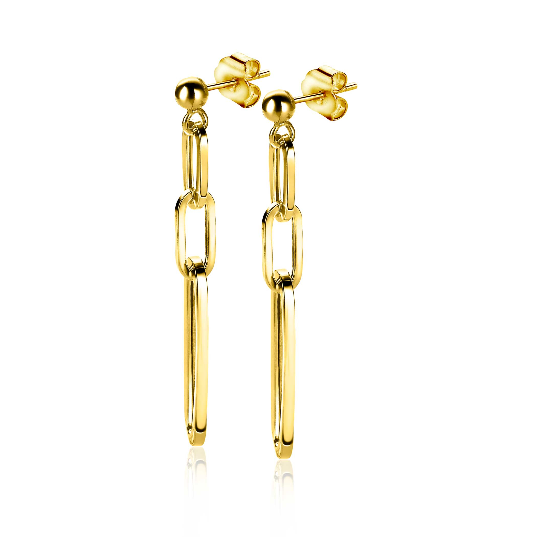 ZINZI silberne Ohrhänger 45mm in 14K gelb vergoldet mit ovalen closed for ever Glieder ZIO1990G