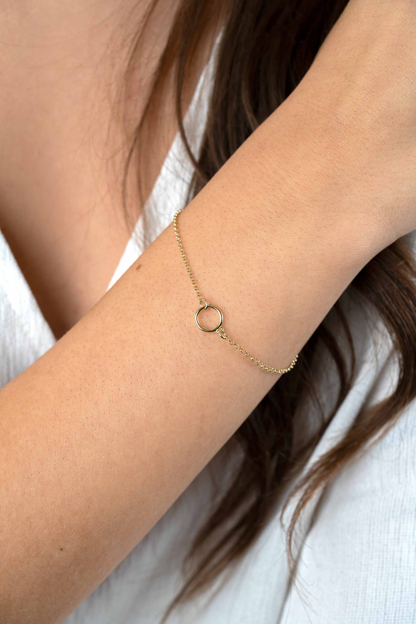 ZINZI zlv. armband gg.verg. met open rondje