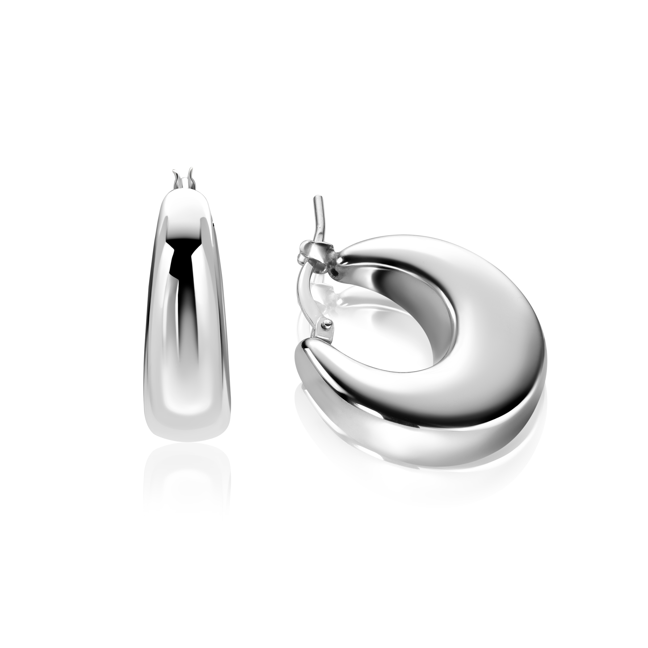 ZINZI zlv. oorringen rond aflopend 22x7.2mm