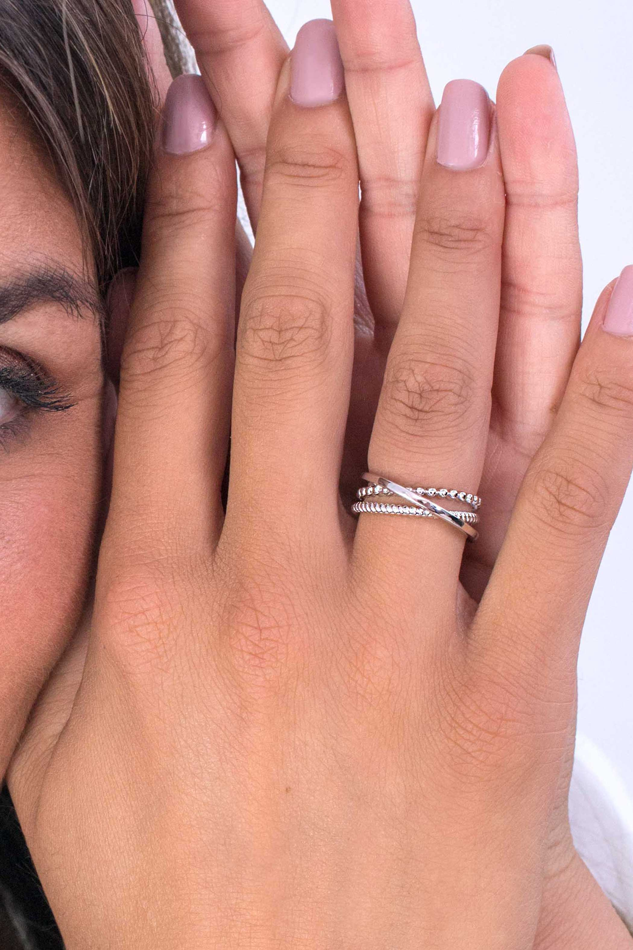 ZINZI silberner cross-over Ring ZIR1361