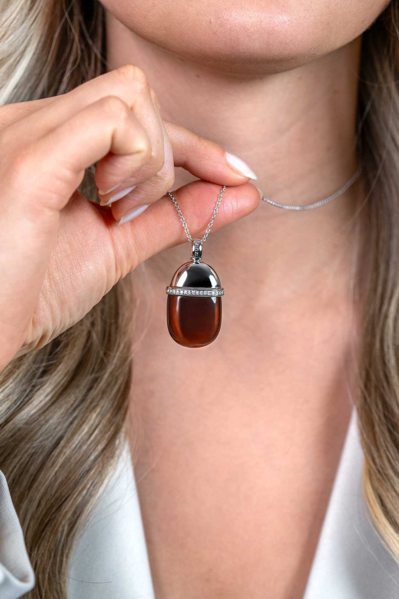 Zinzi silberner Anhänger braun ZIH794C