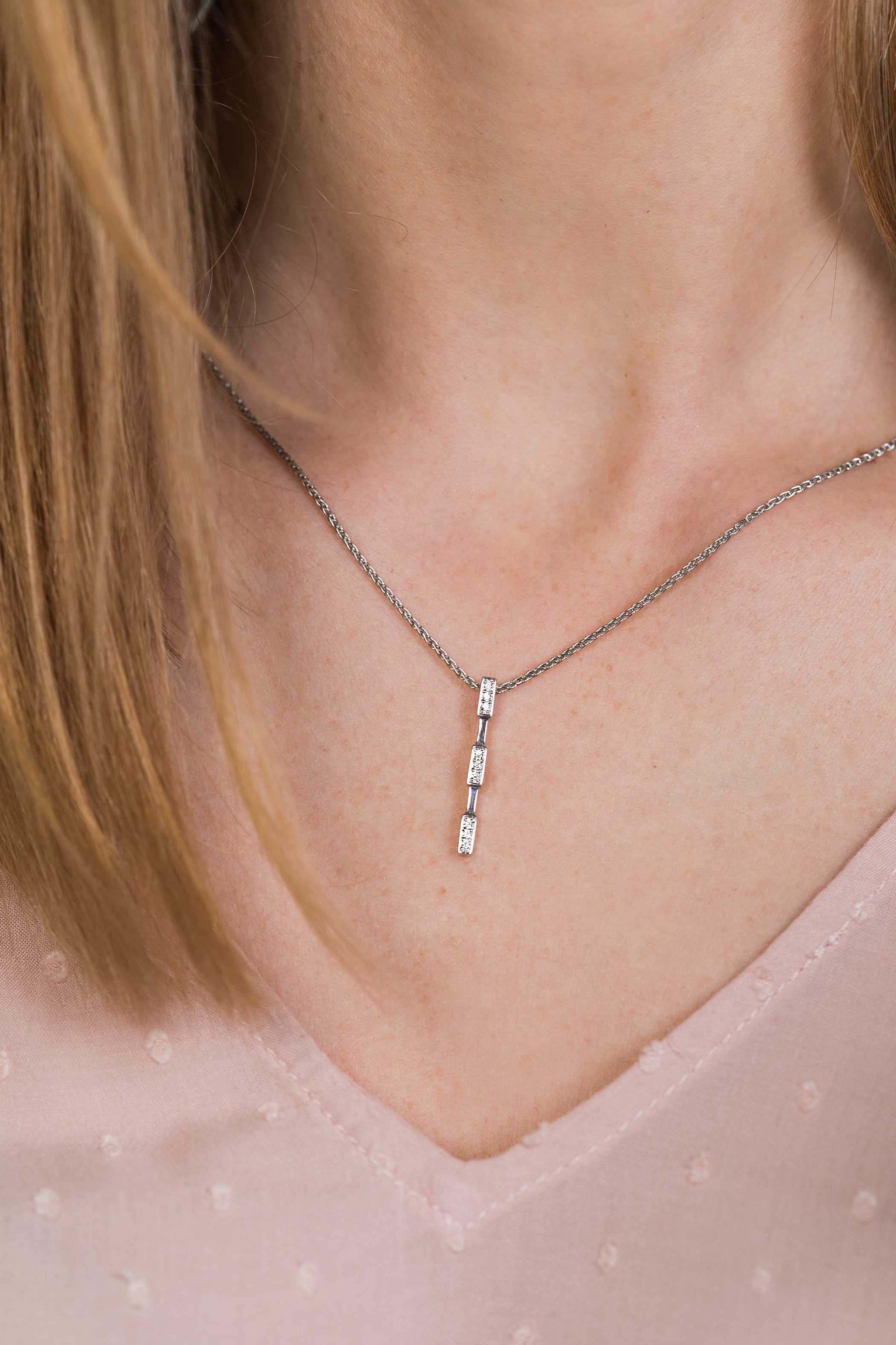 ZINZI silberner Anhänger Stab 26mm weiße Zirkonias ZIH1958