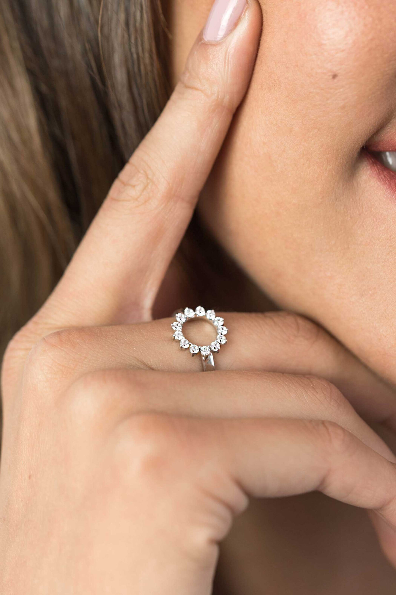 ZINZI silberner Ring Sonne weiß ZIR1883