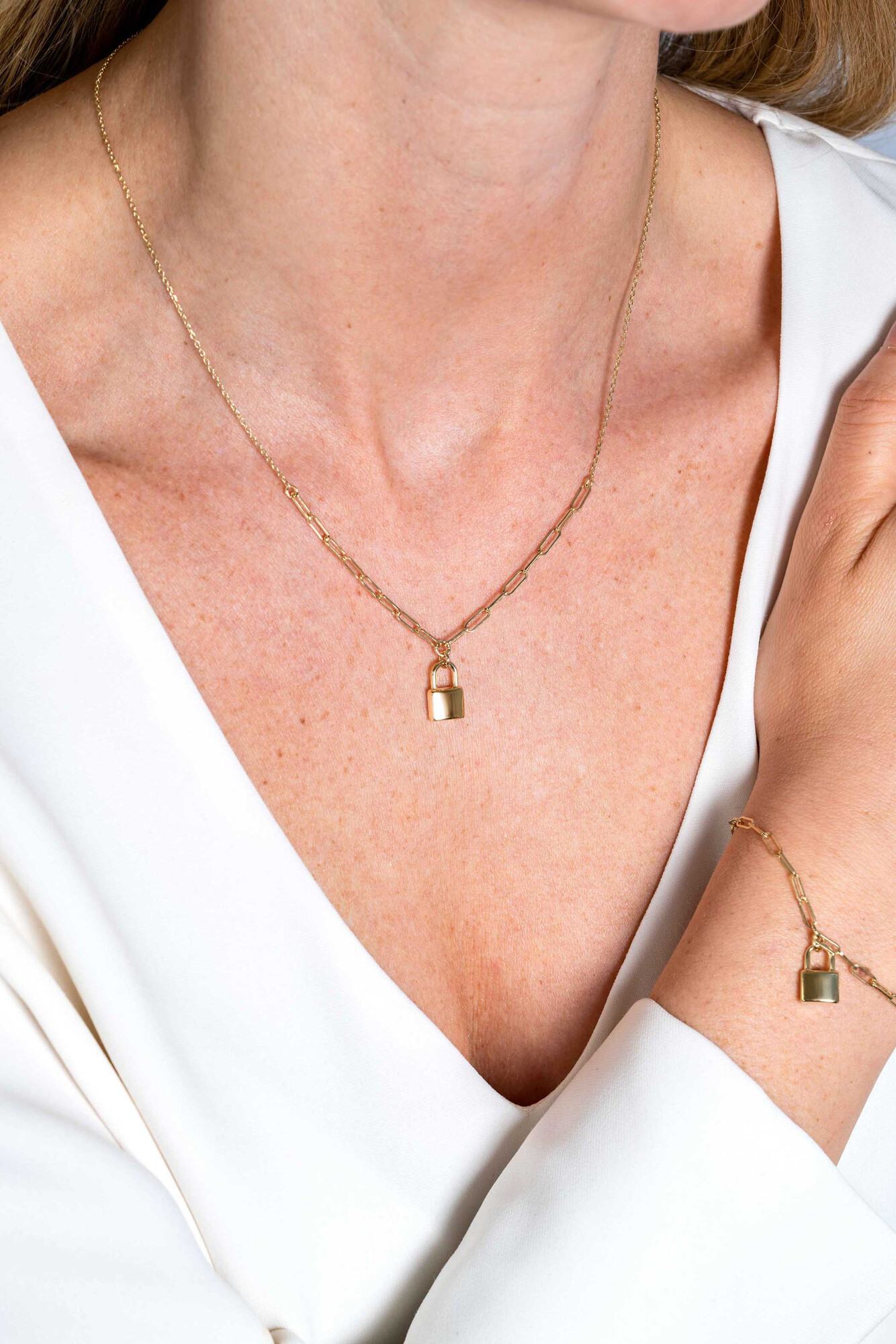 ZINZI zlv. collier gg.verg. paperclip/slotje hanger