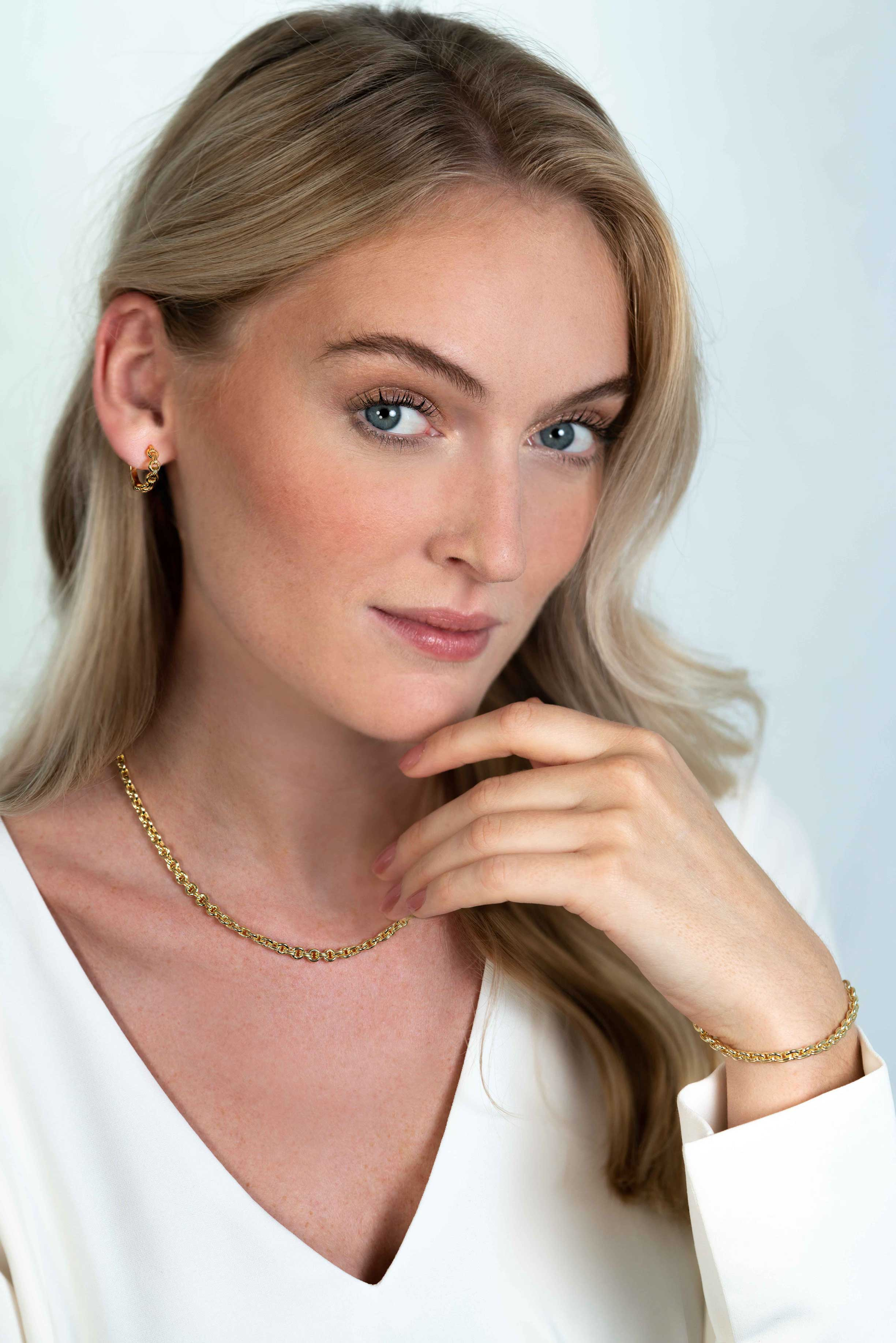 ZINZI Silberkette 45 cm in 14 Karat Gelbgold mit runden Gliedern 5 mm breit ZIC2239G