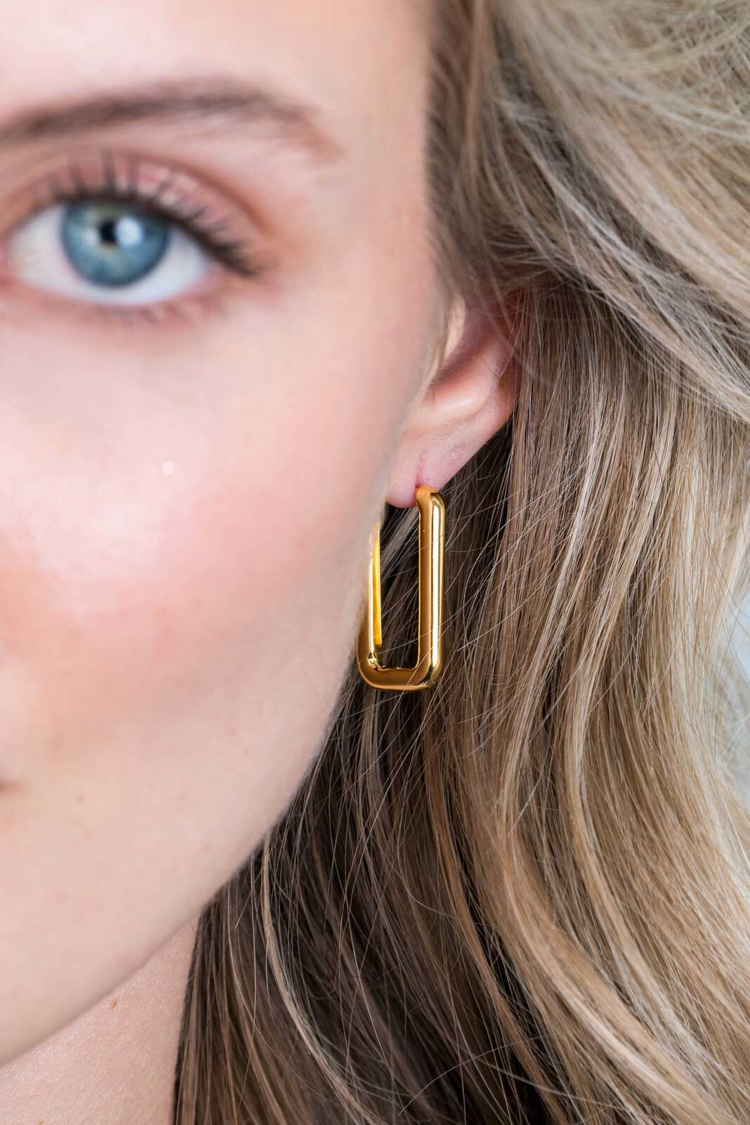 ZINZI silbernes Luxus Ohrringe 14K gelb vergoldet 24x3mm ovale Form ZIO2223G