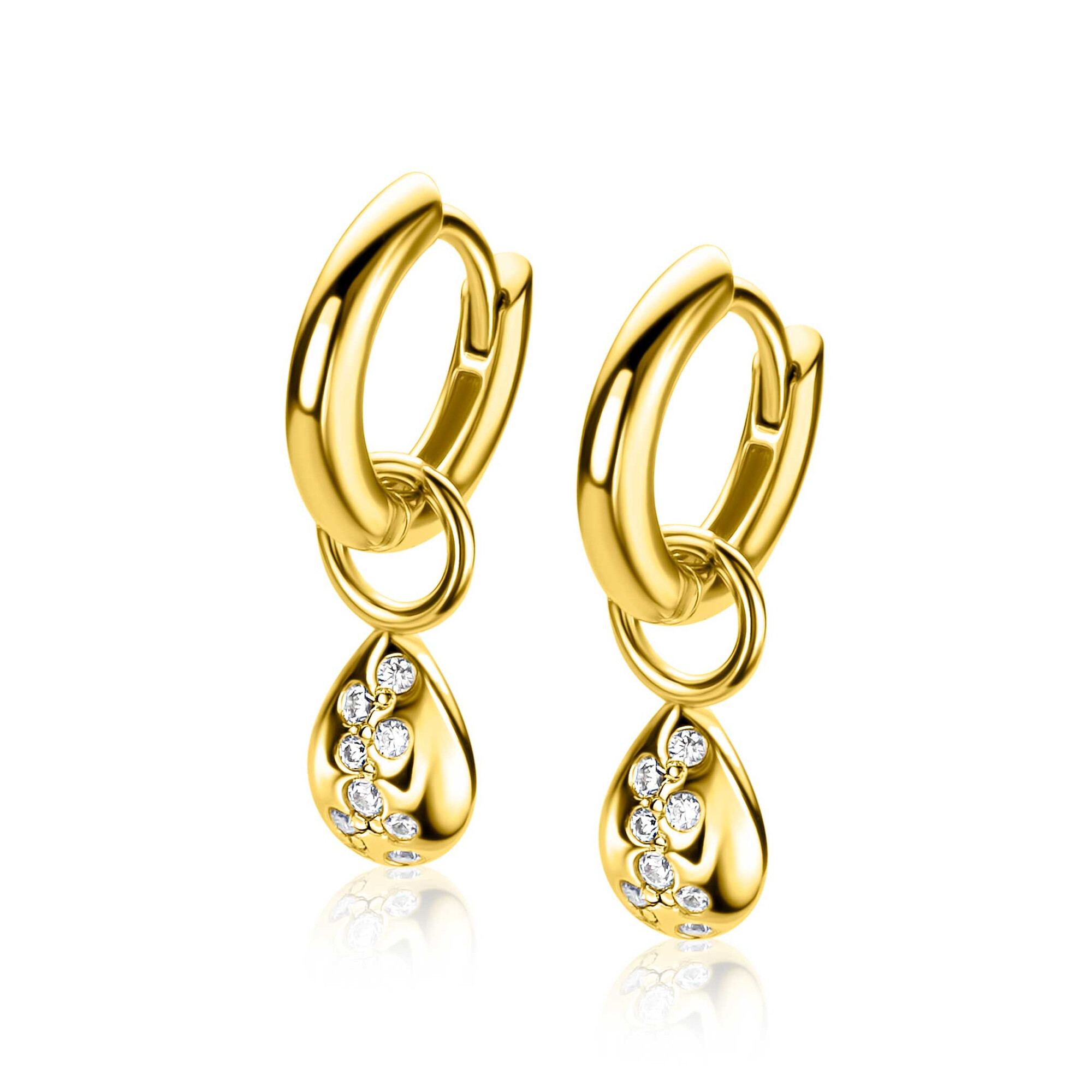 ZINZI zlv. oorbedels gg.verg.druppel met zirconia's