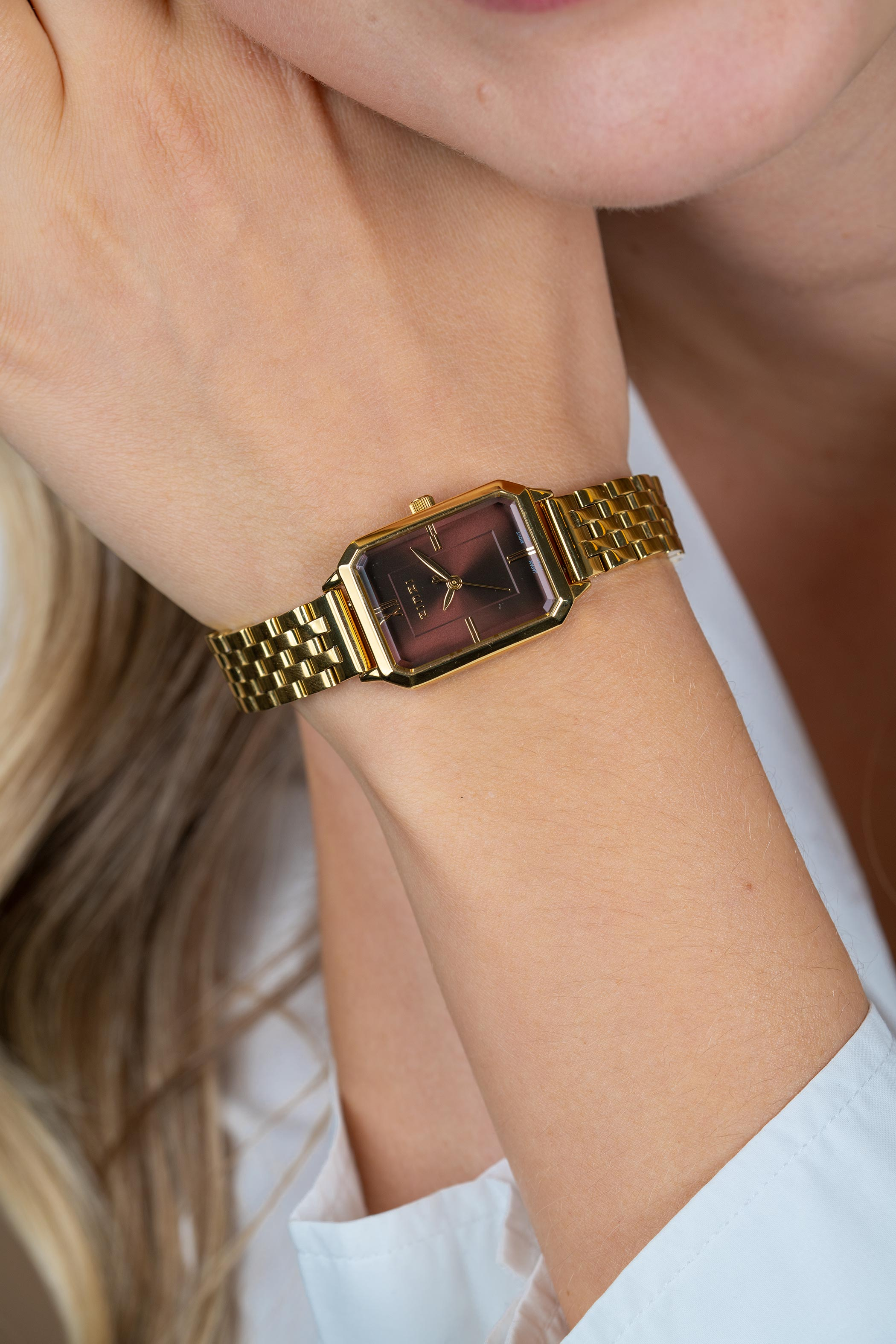 Zinzi Allure horloge 30mm gold w.plt bruin/stl band