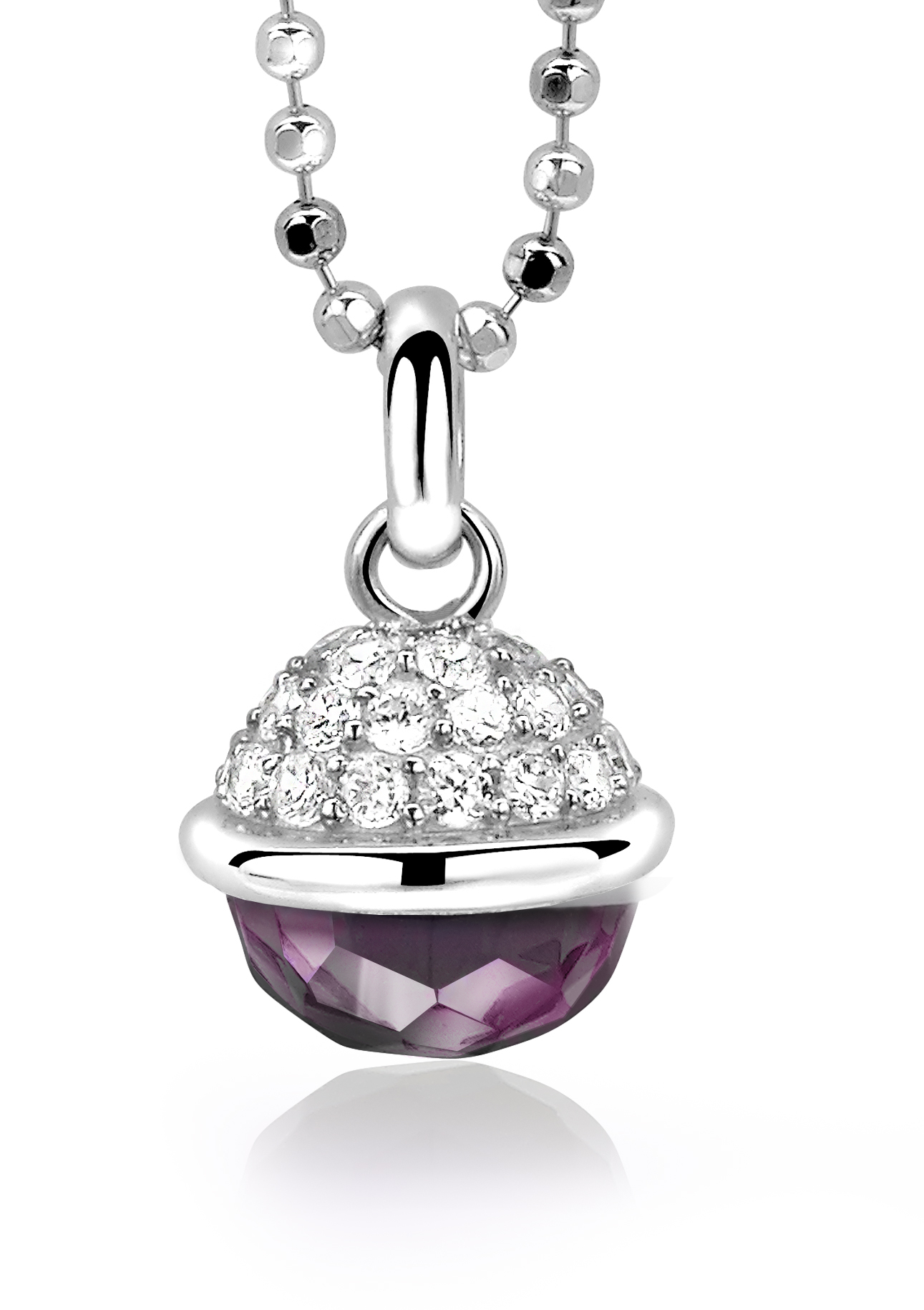 Zinzi silberner Anhänger Kugel violett ZIH991P