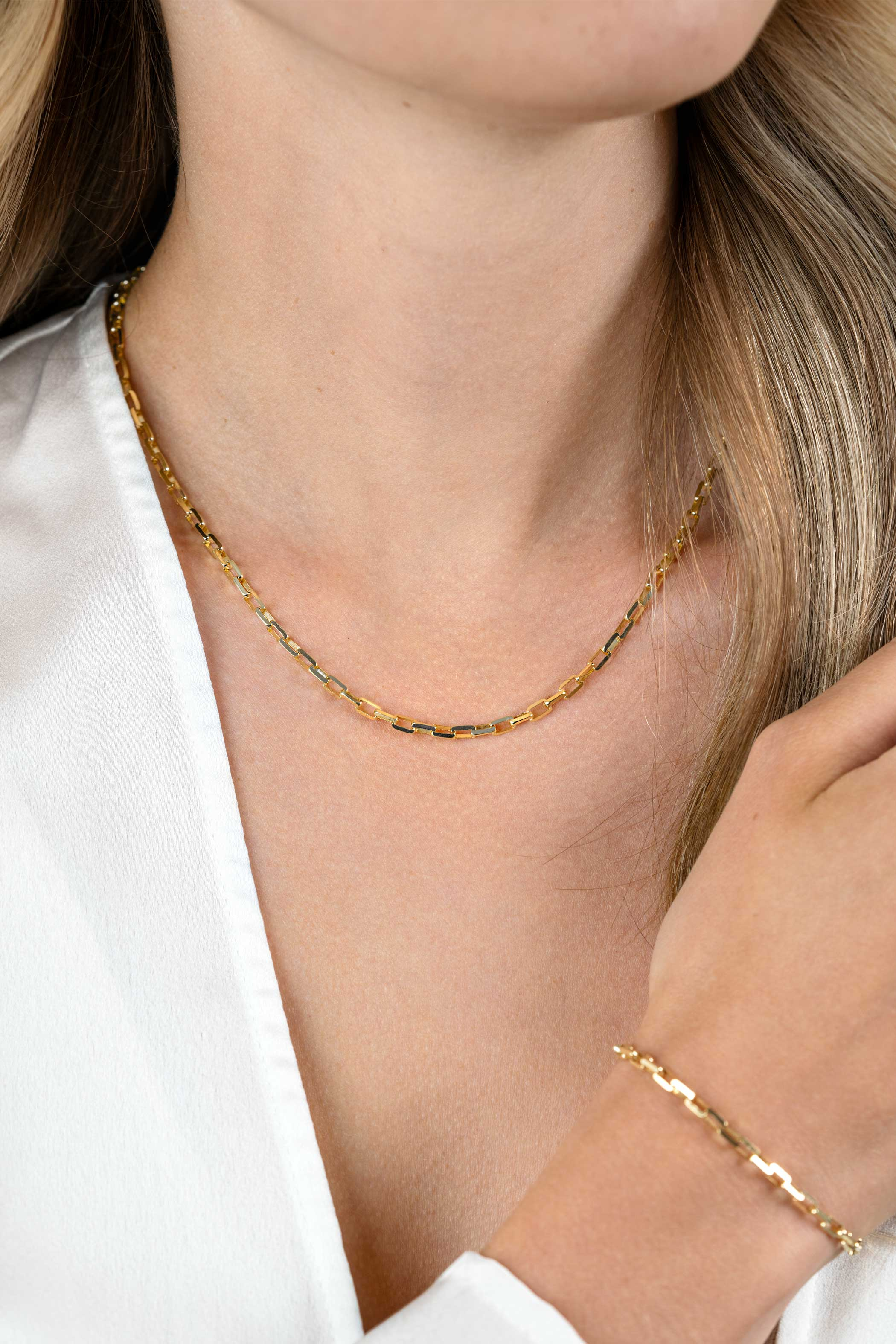 ZINZI vergoldete Silberkette mit venezianischen Gliedern, 3 mm breit, 42-45 cm ZIC2587