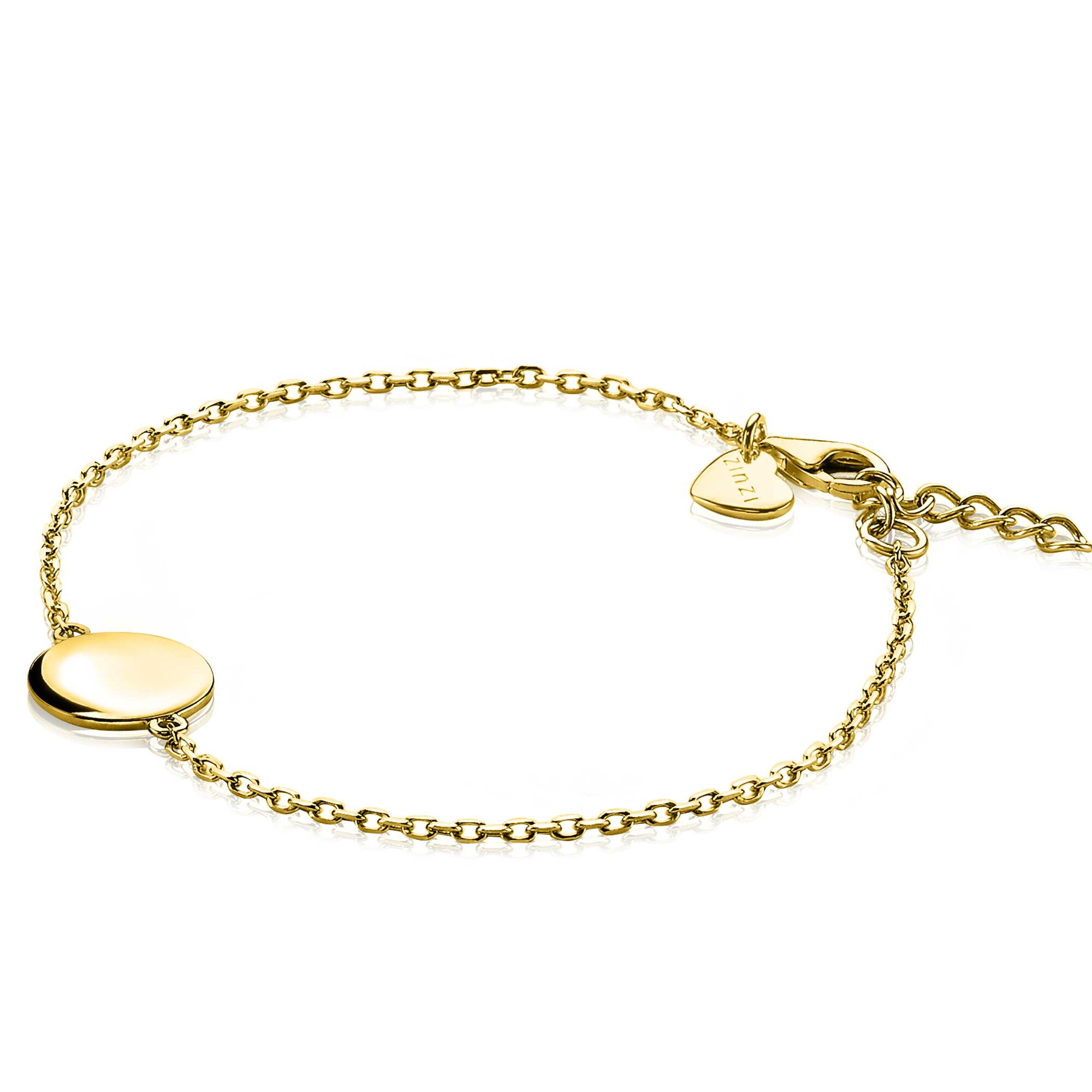 ZINZI zlv. armband gg.verg. met rond plaatje 11mm