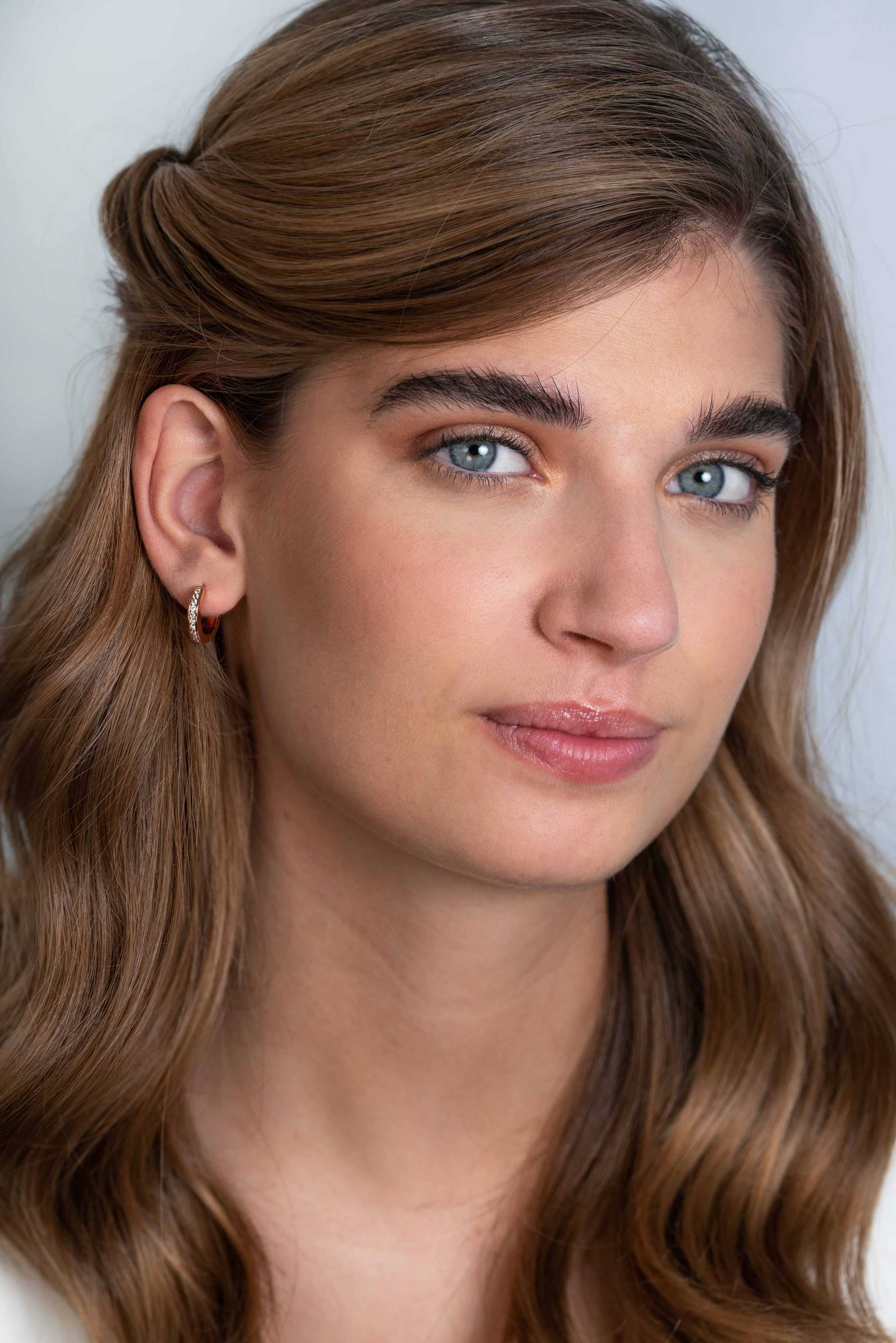 ZINZI silbernes Luxus Ohrringe 14K rosé vergoldet 17 x 3mm  weiß ZIO186D