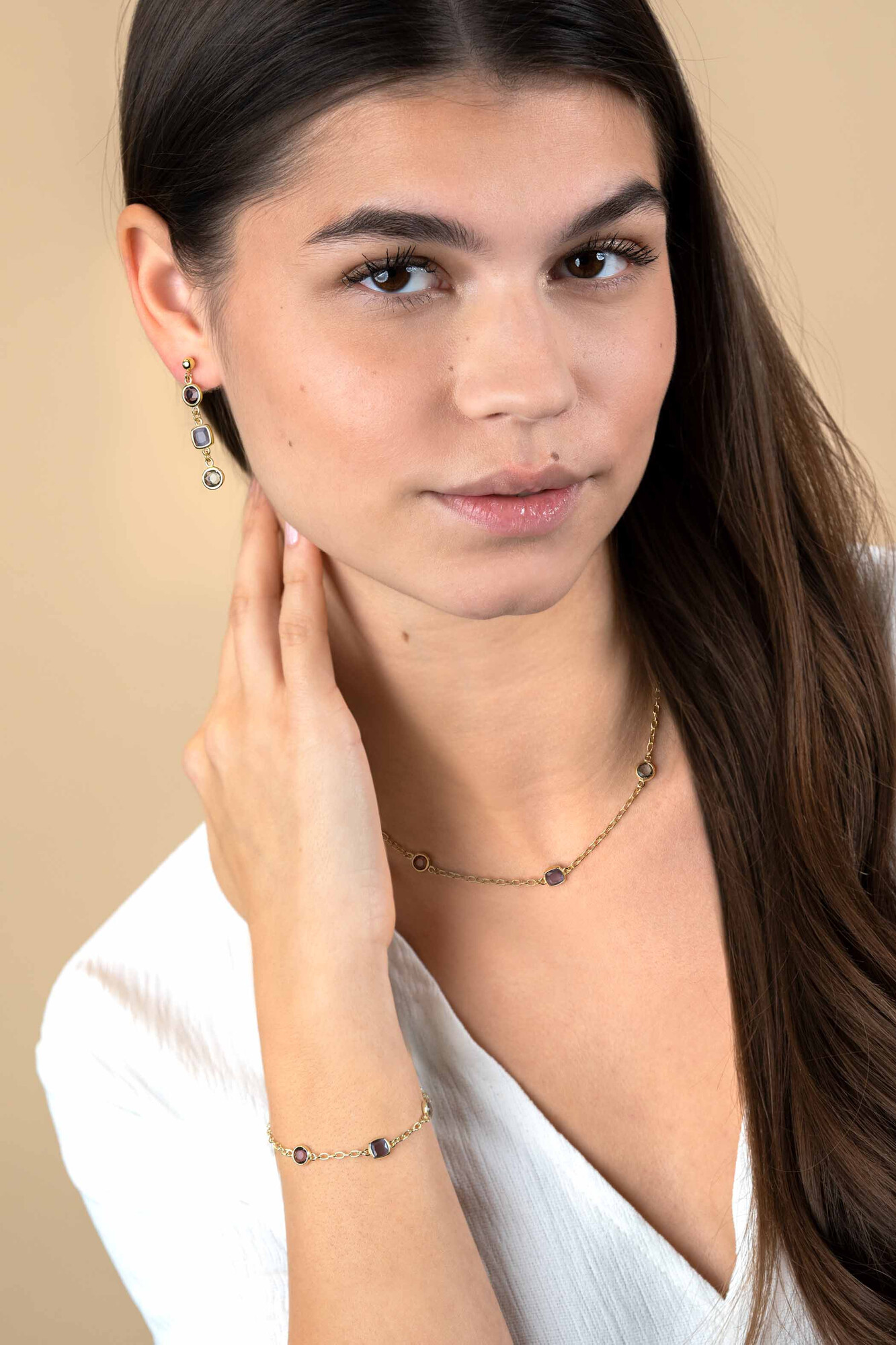 ZINZI zlv. collier gg.verg. paars/lila/blauw