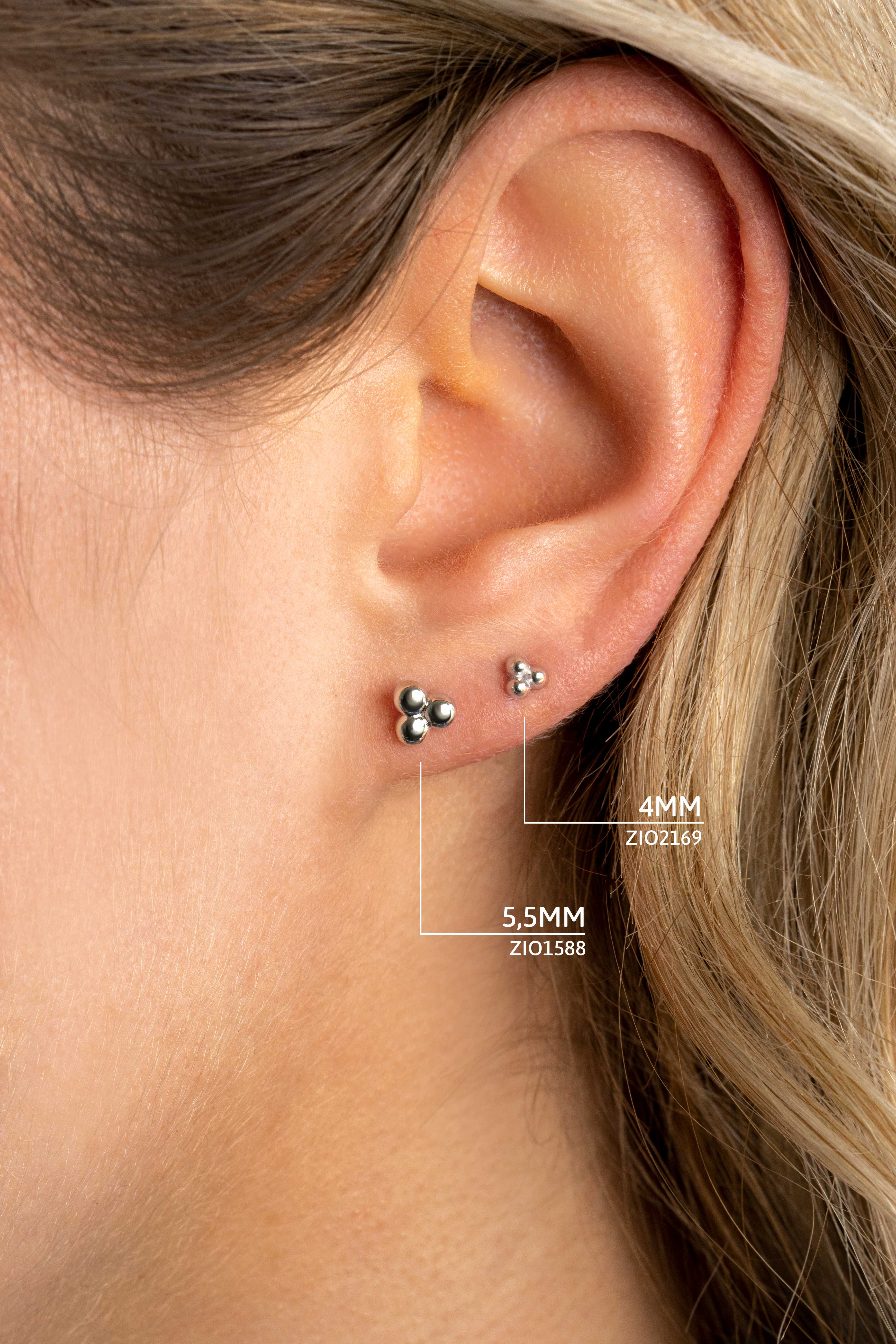 ZINZI silberne Ohstecker 4mm 3 Kugel ZIO2169