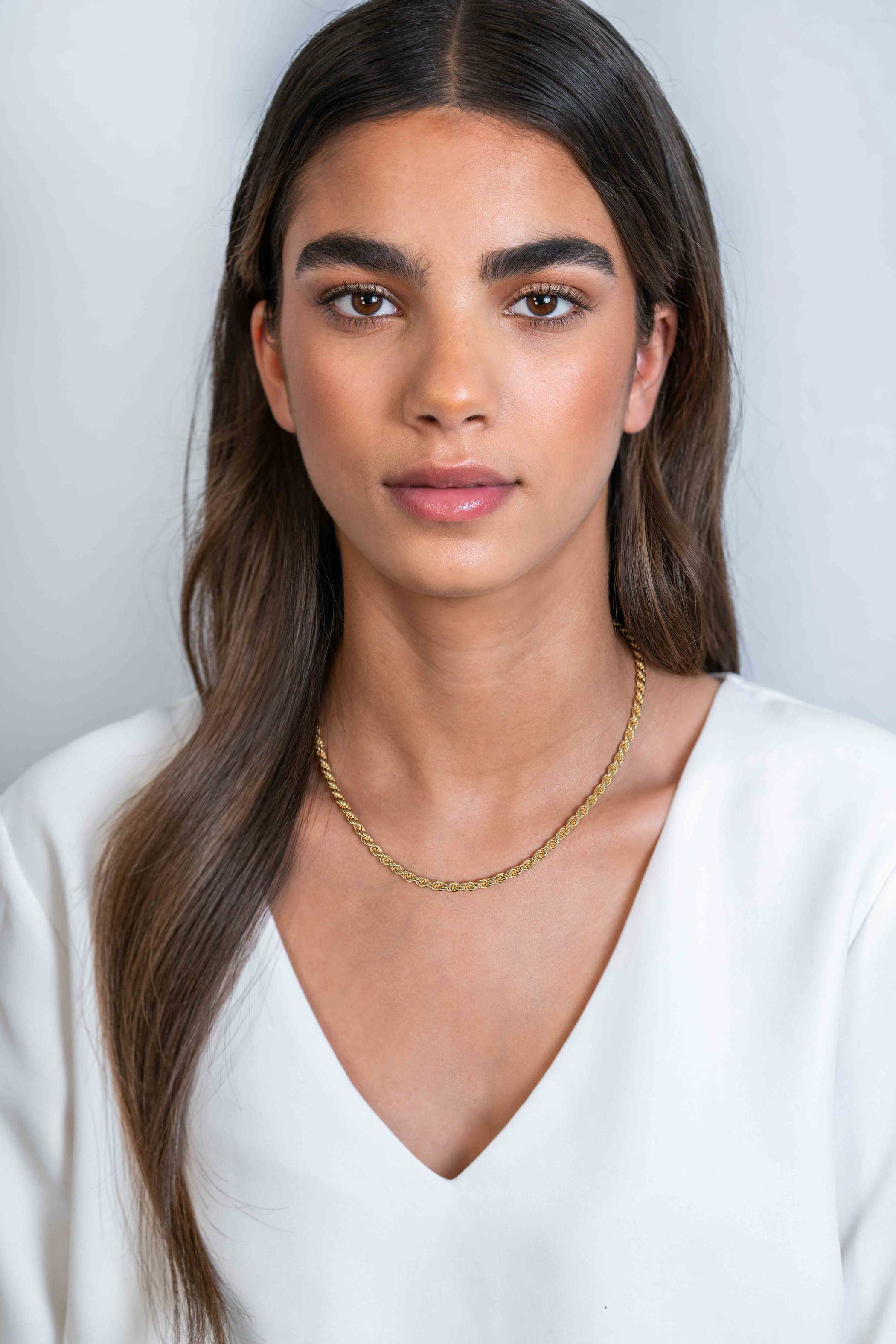 ZINZI zlv. collier geel verguld koord 4mm 45cm