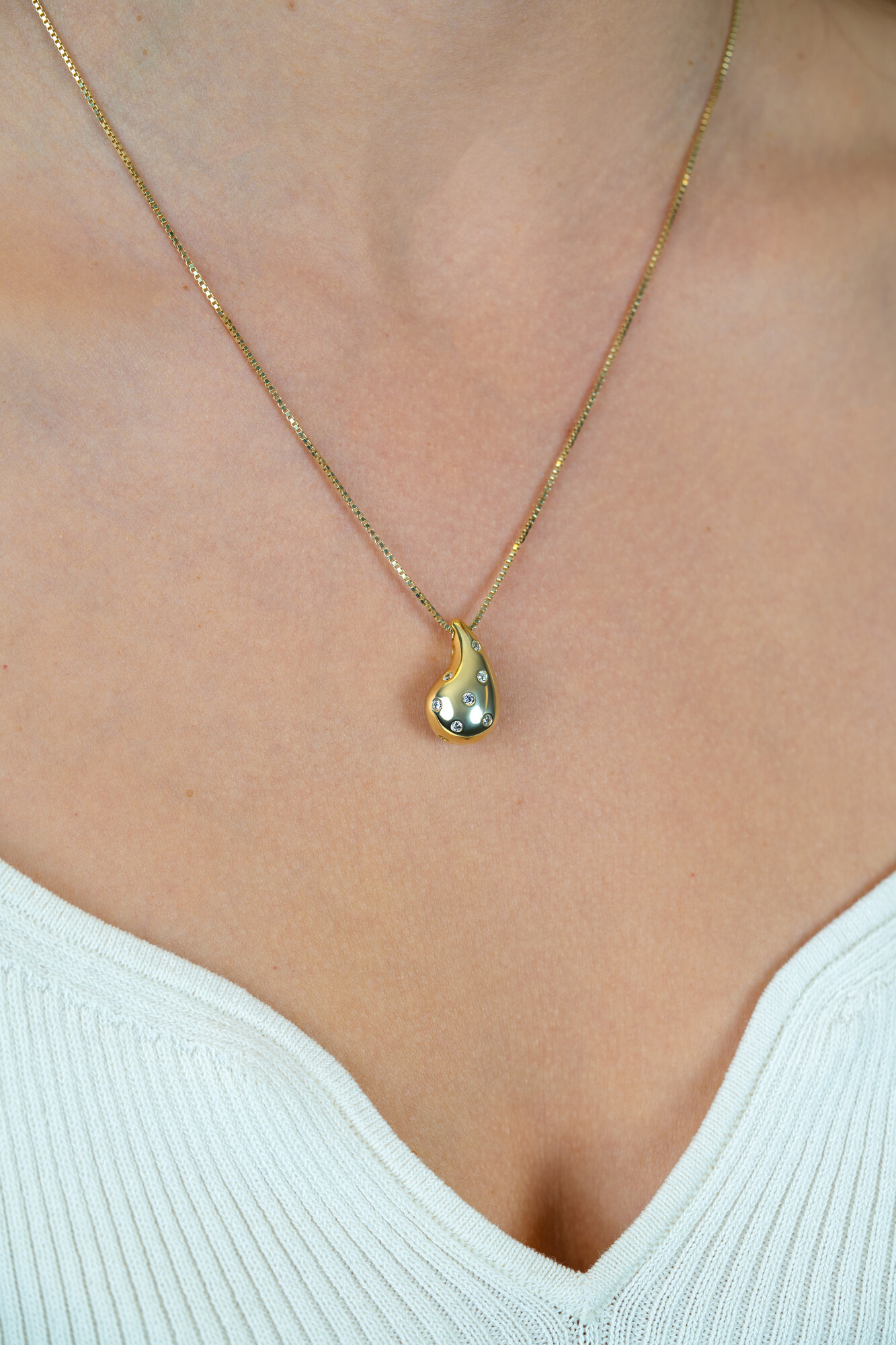 ZINZI zlv.collier gg.verg.druppel hanger met zirconia's