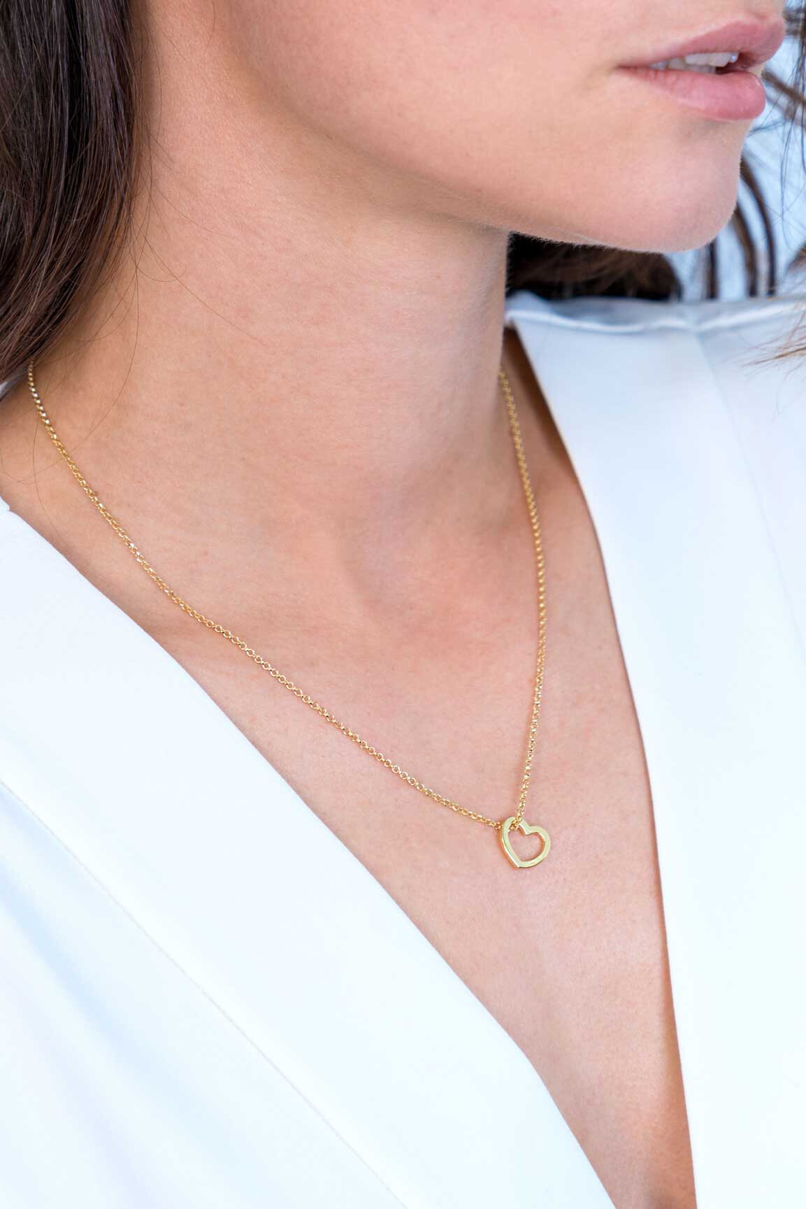 ZINZI silberner Anhänger 14K gelbvergoldet 12mm offen Herz ZIH2197G