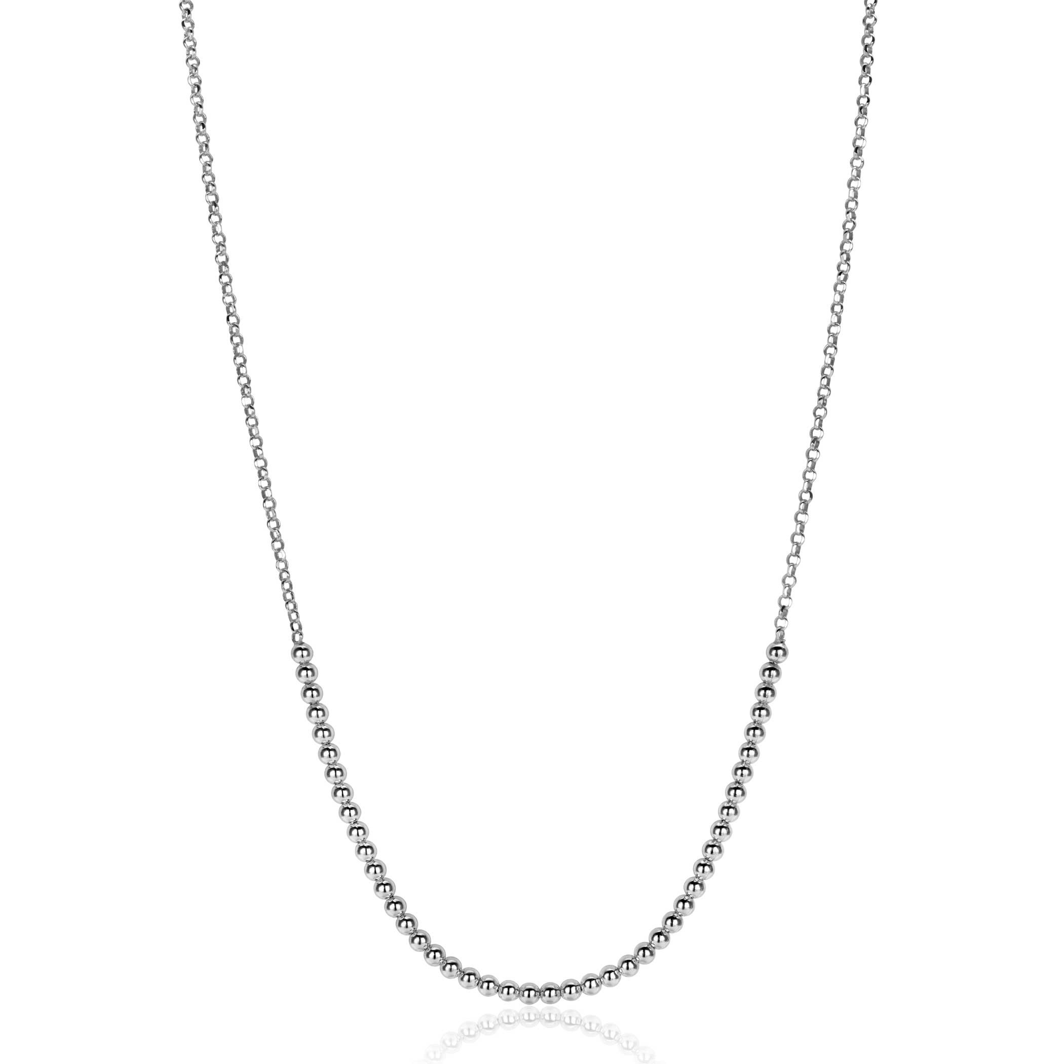 ZINZI Silber Jasseron-Kette mit Kugeln (2,5 mm breit) in der Mitte, 40-45 cm ZIC2640