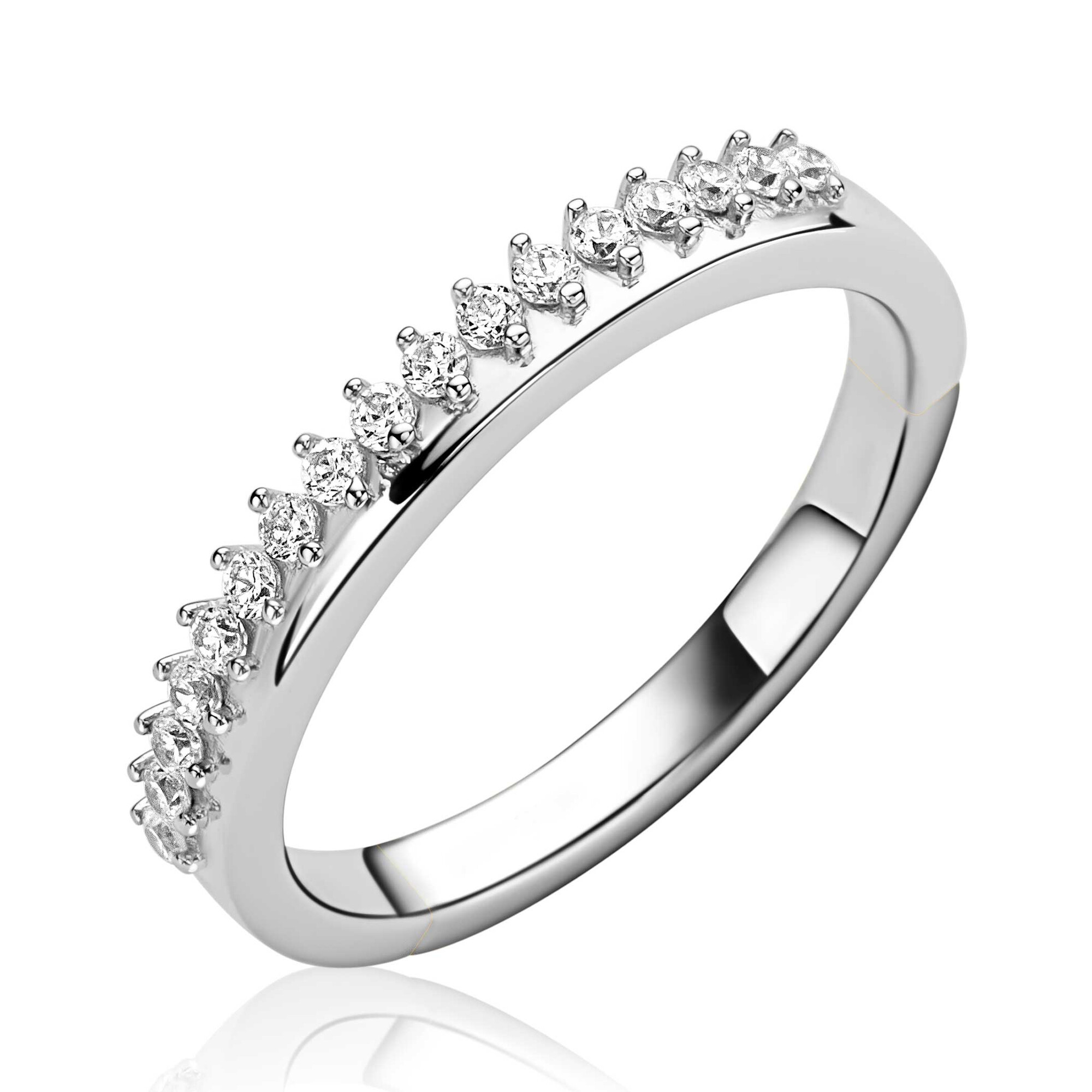 ZINZI zlv. ring half glad half zirconia's mt.62