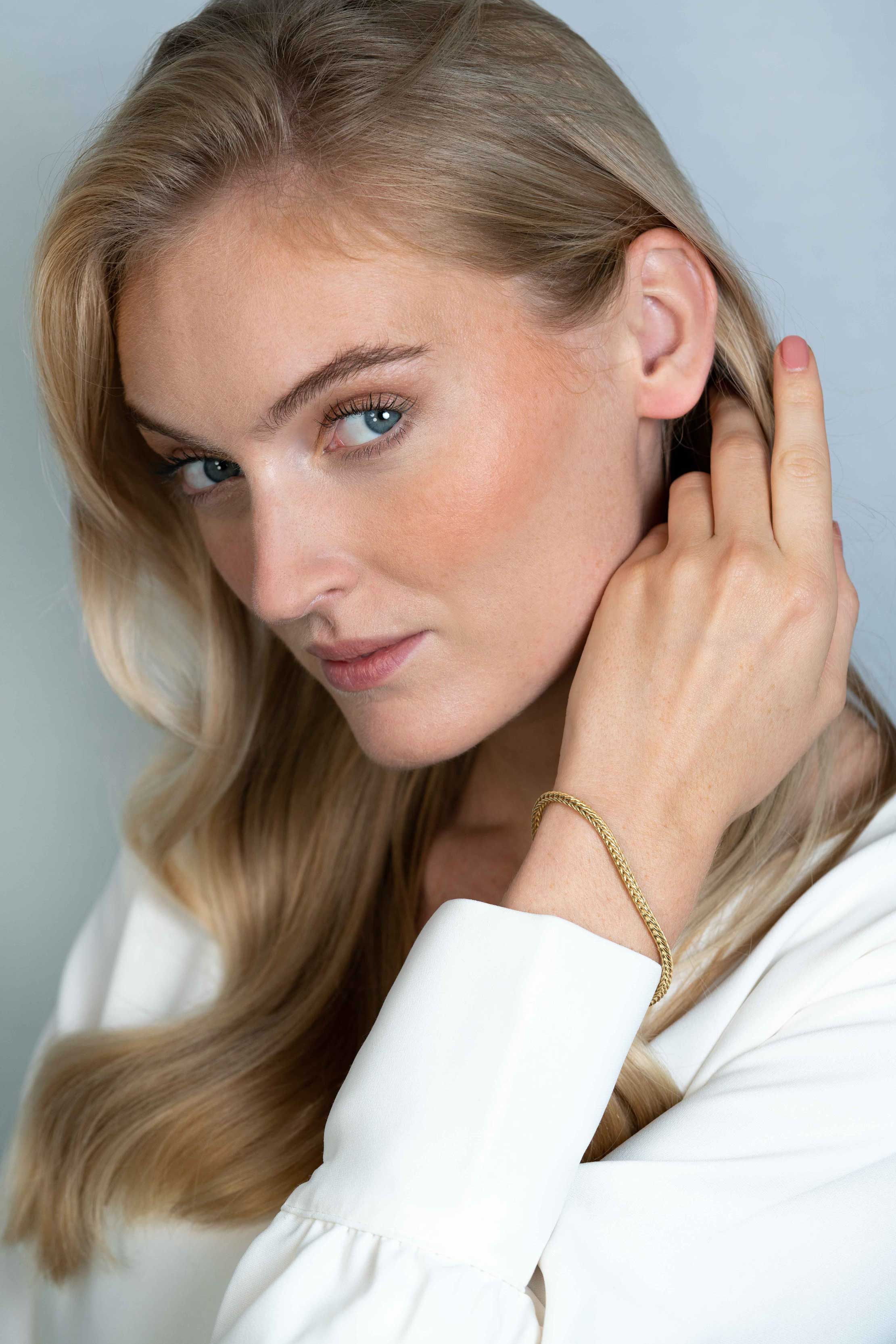 ZINZI silbernes vossenstaart Armband 14K gelb vergoldet 4mm breit ZIA1925G